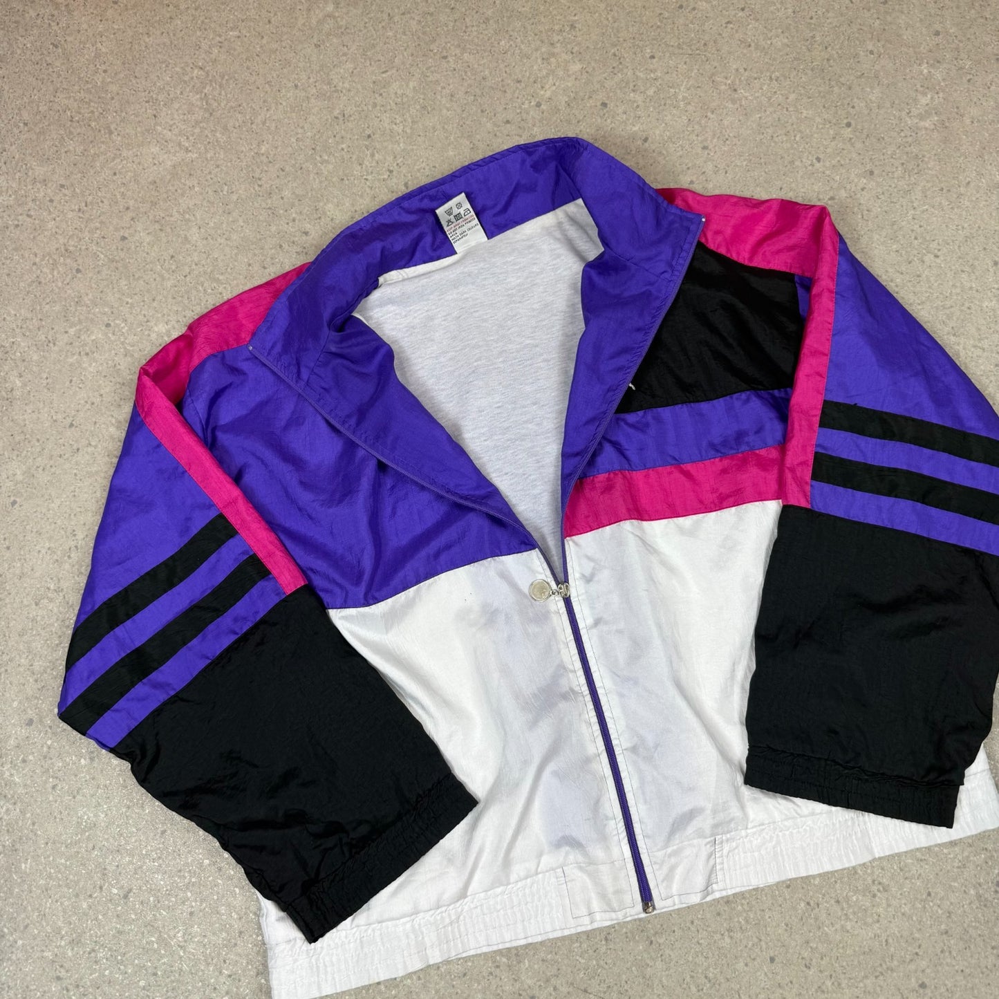Puma Windbreaker Jacket XL Black Purple 90s Logo Zip Up Boxy Fit