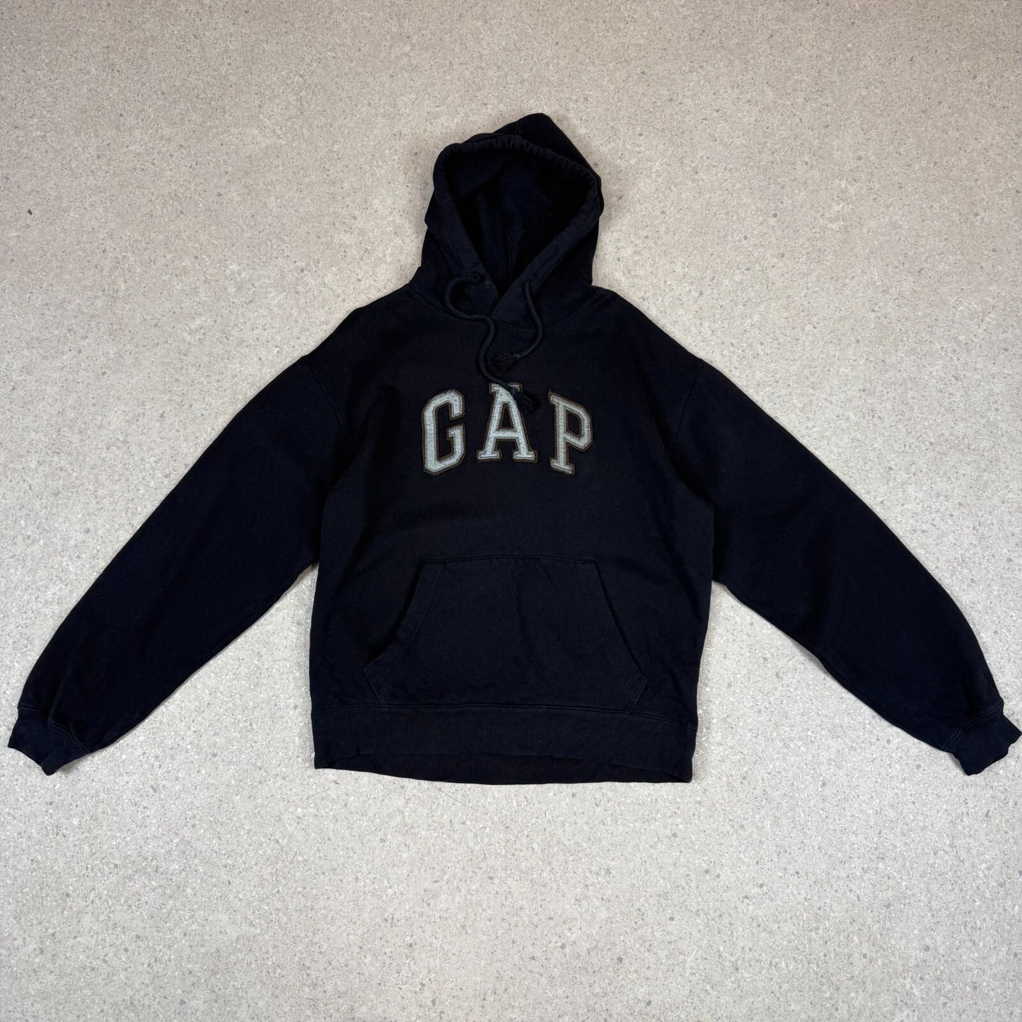 Gap Hoodie XS Black Colourway Embroidered Logo Brown Heavyweight Hooded Pocket