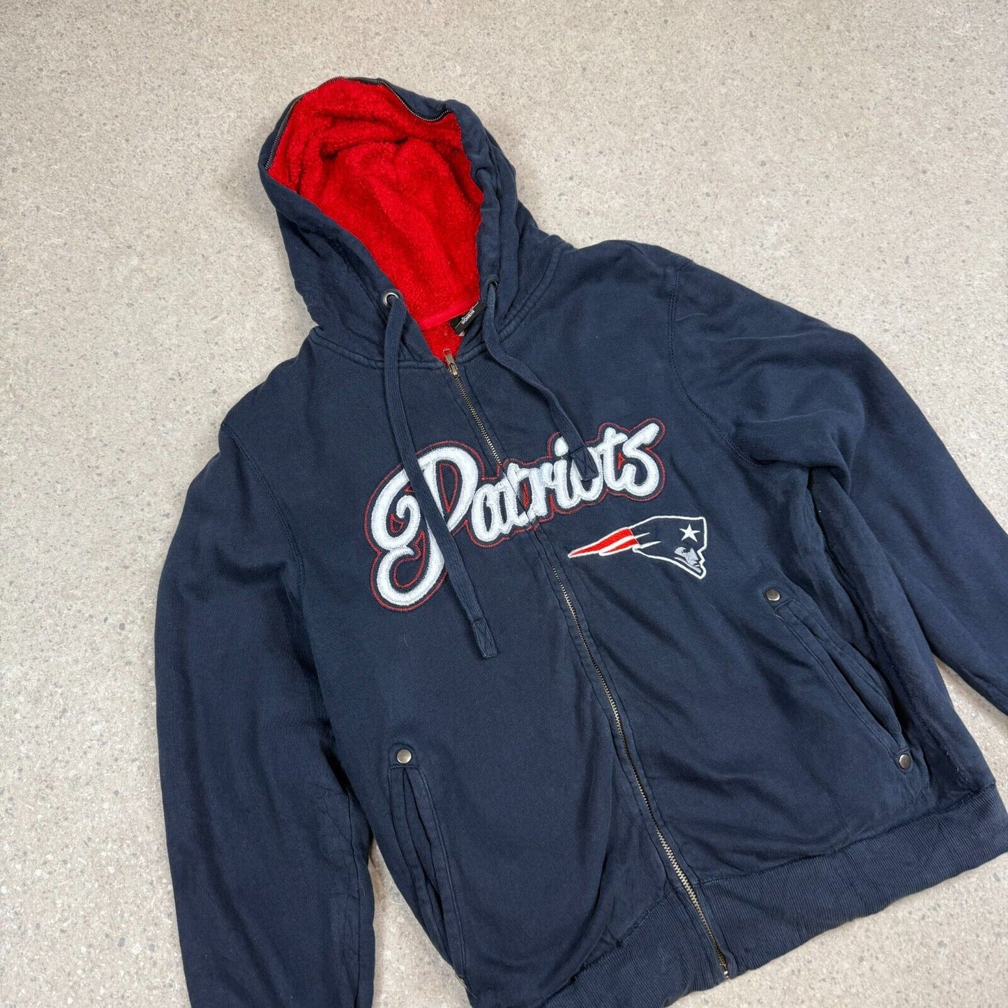 New England Patriots NFL Hoodie Small Sherpa Lined Hooded Embroidered Patriotic
