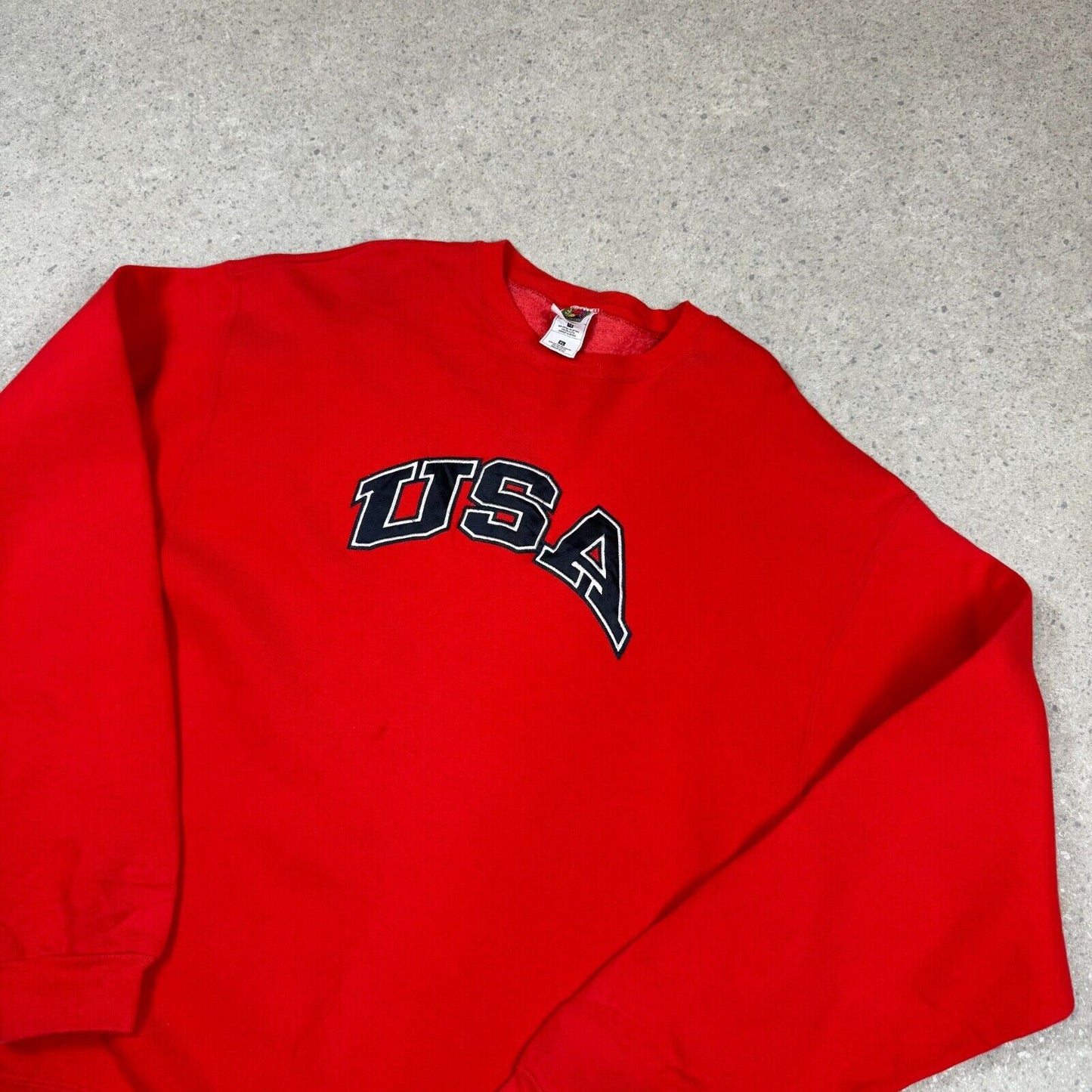 Vintage USA Sweatshirt XL Red Fully Embroidered Fruit of the Loom 90s USA