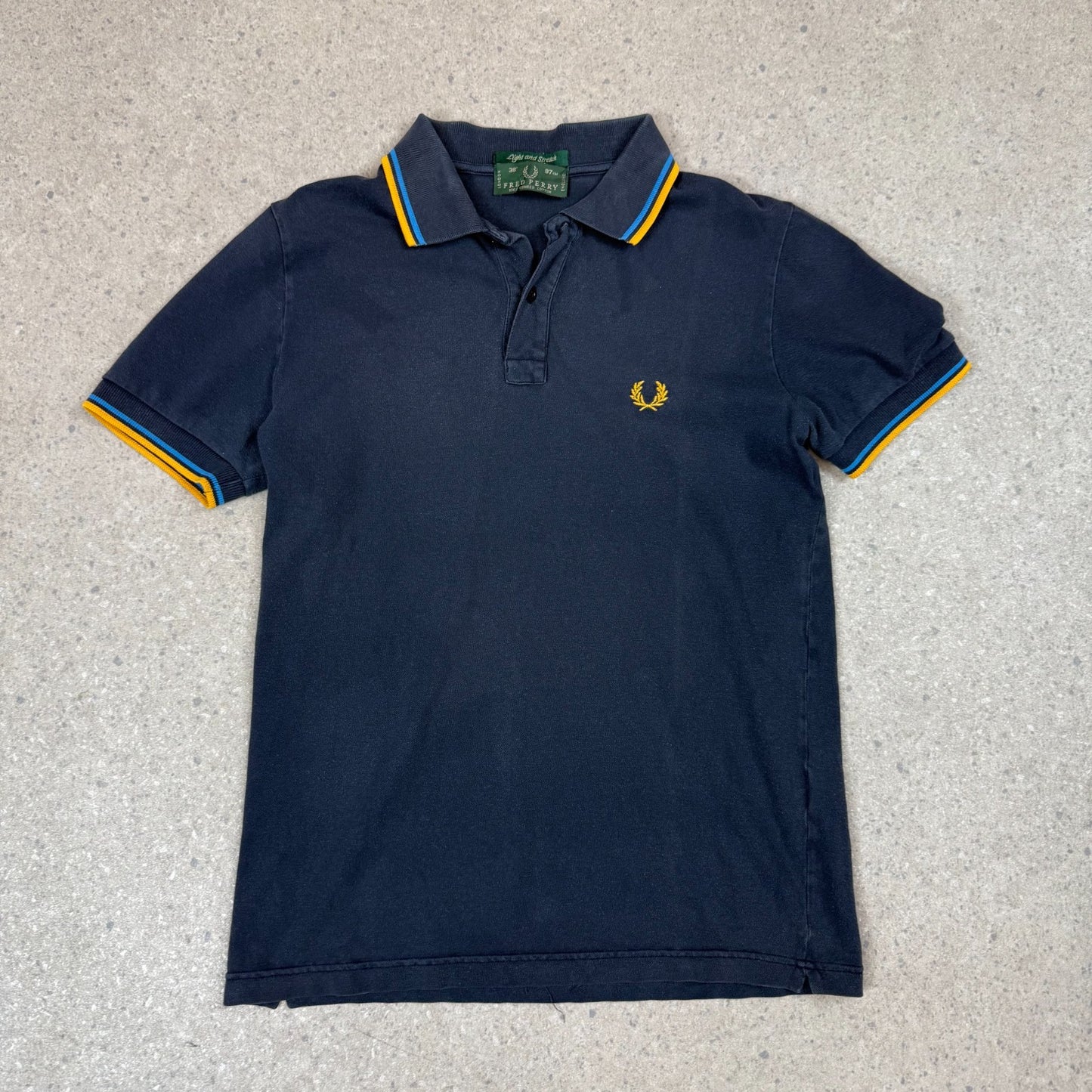 Fred Perry Polo Small Navy Colourway Embroidered Logo Blue Orange