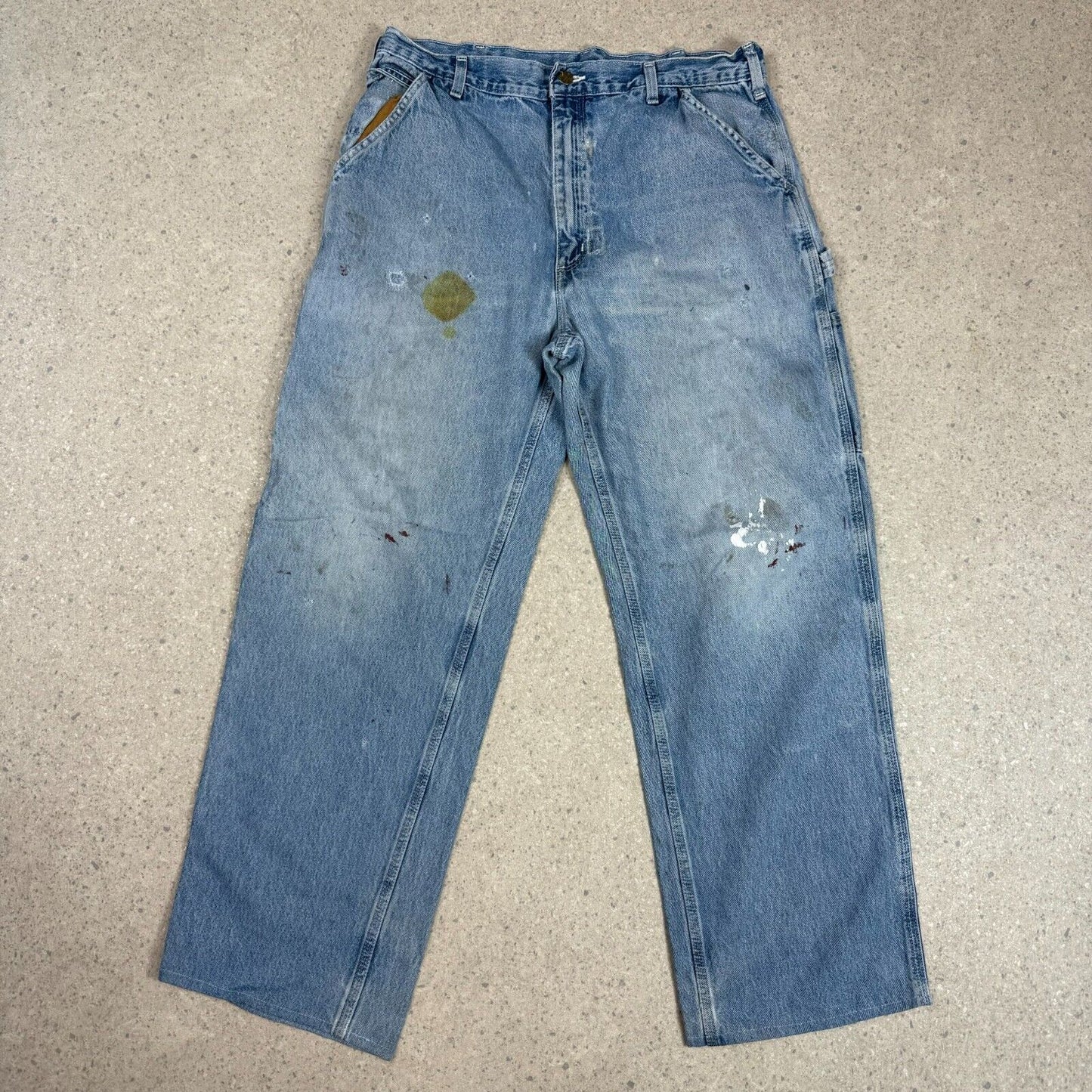 Carhartt Carpenter Jeans 36x30 Light Wash Denim Blue