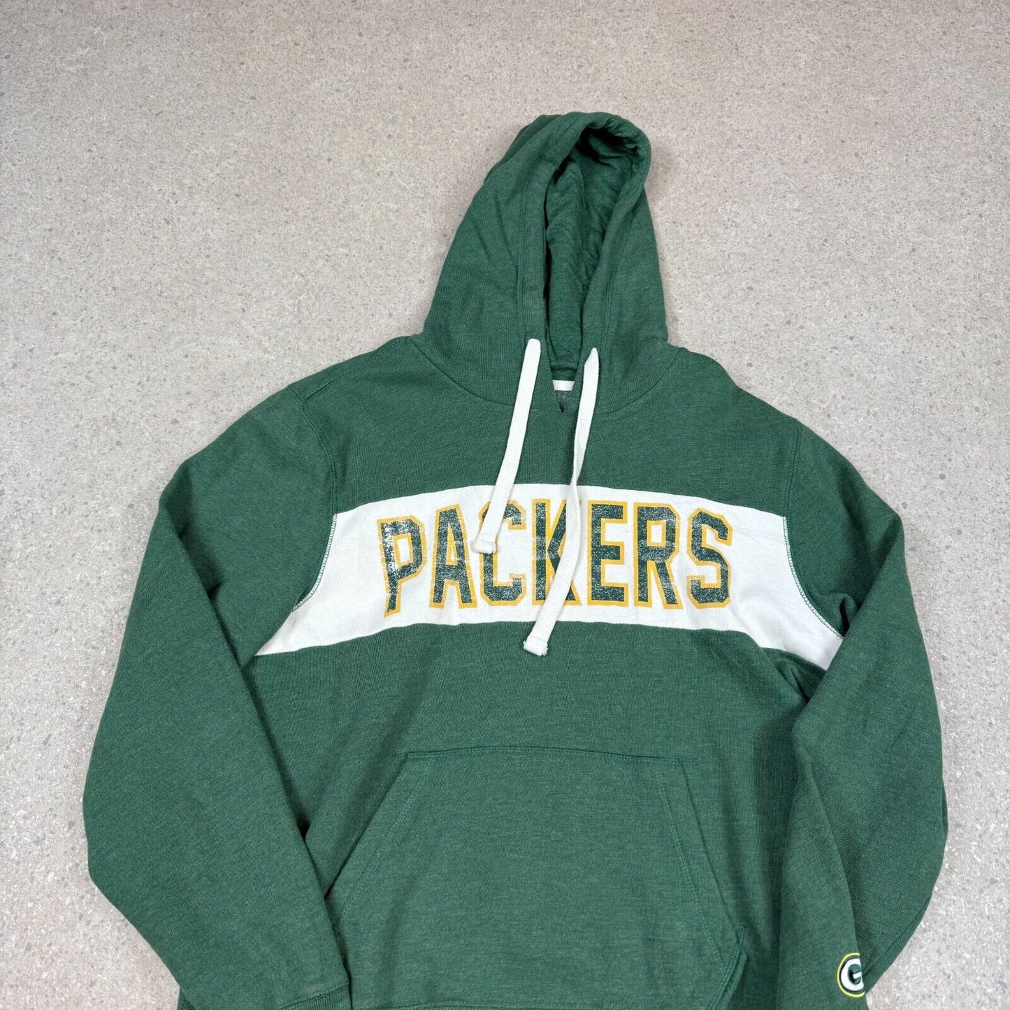 Green Back Packers Hoodie Medium Spellout