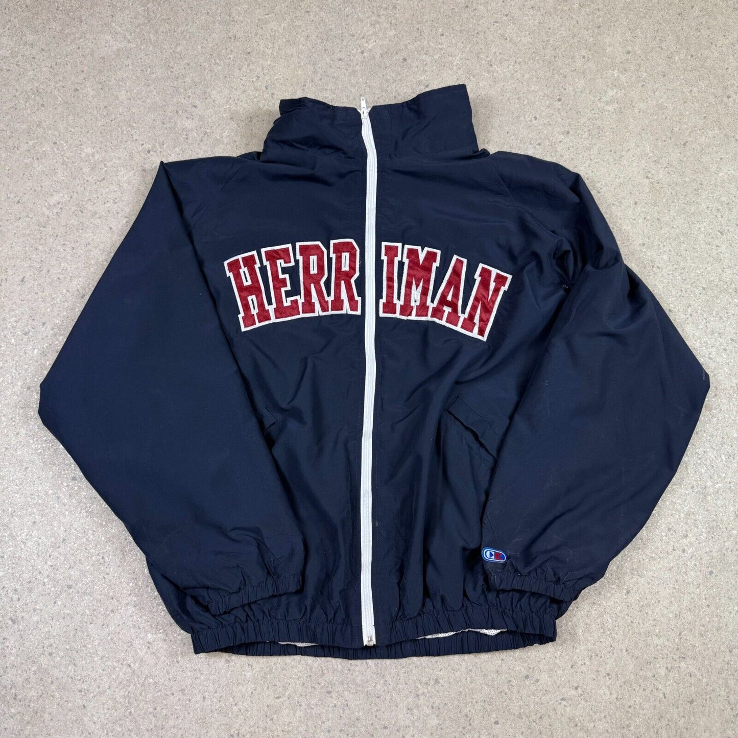 Herriman Windbreaker XXL Blue Vintage Made in USA College Jacket Embroidered 90s