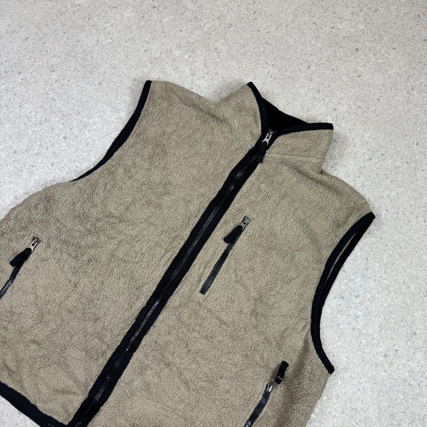 Gap Sherpa Gillet Vest XL Beige Sherpa Lined Warm Zip Pockets
