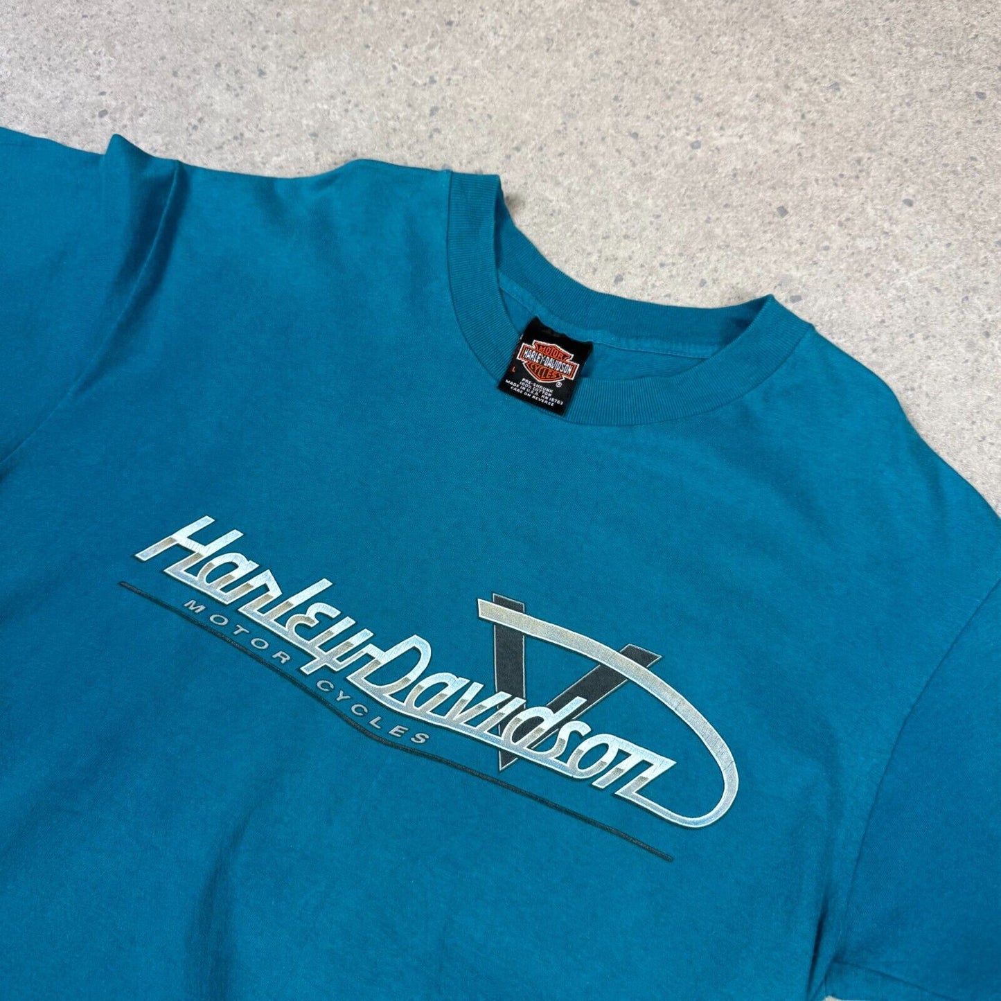 Harley Davidson T Shirt Large Vintage South Carolina Blue Colourway Made in USA
