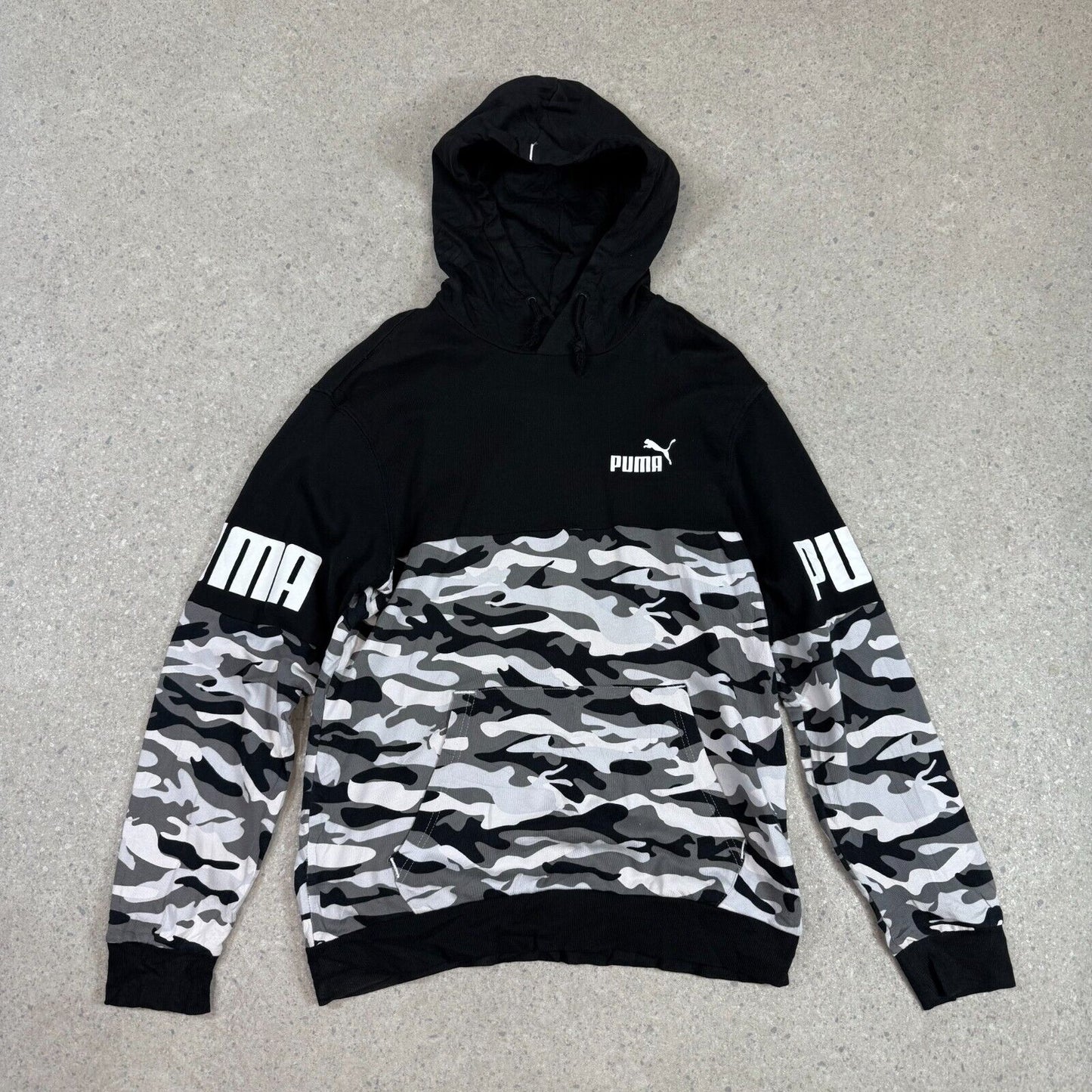 Puma Hoodie Small / Medium Black White Camo Printed