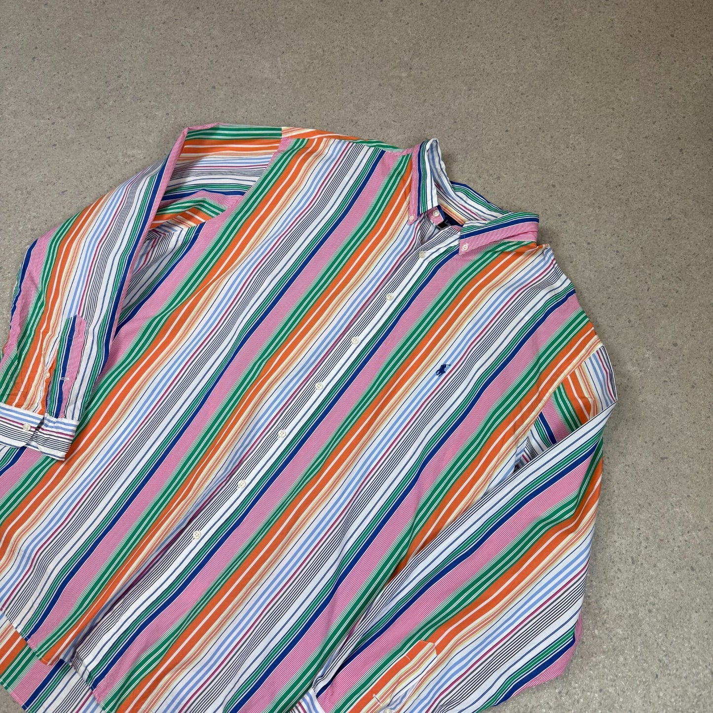 Ralph Lauren Striped Shirt 4XLT Summer Striped Embroidered Logo Button Down