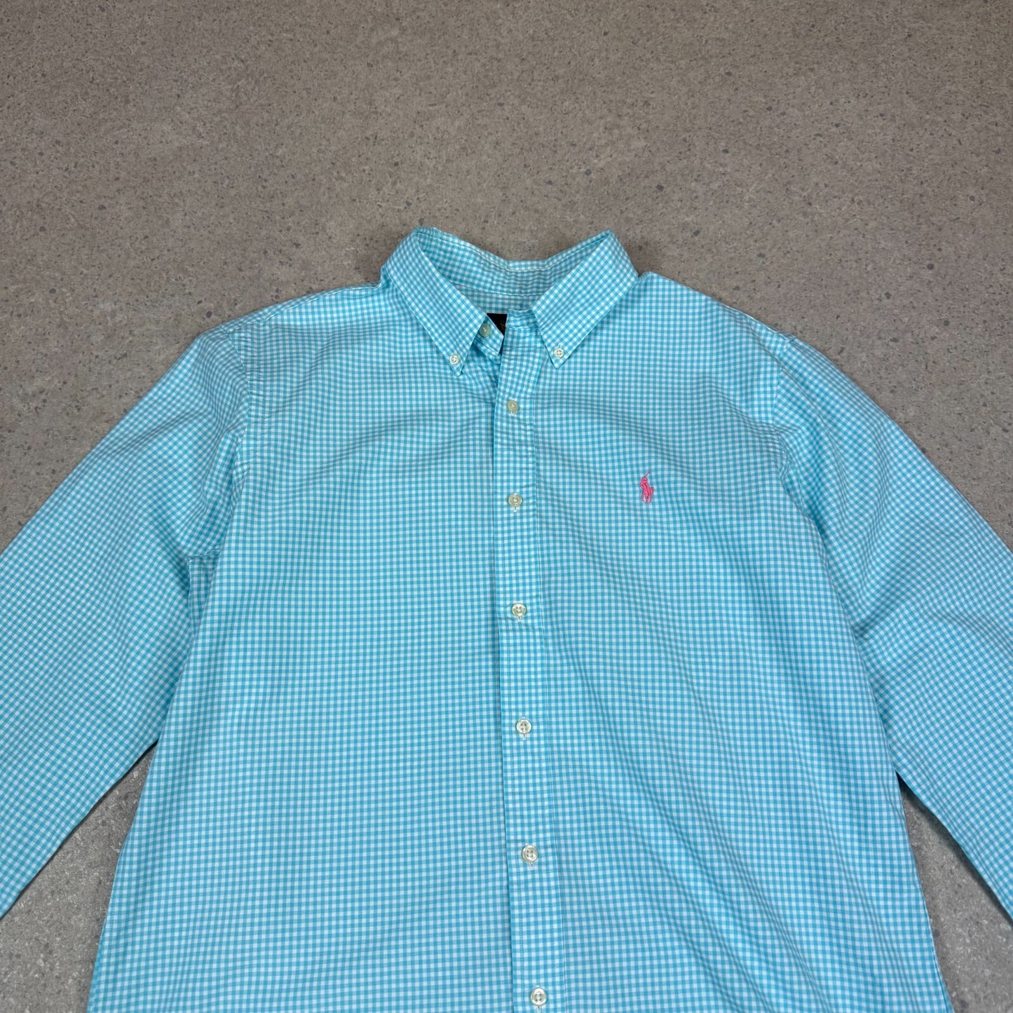 Ralph Lauren Shirt Large Blue Check Shirt Embroidered Logo Long Sleeve