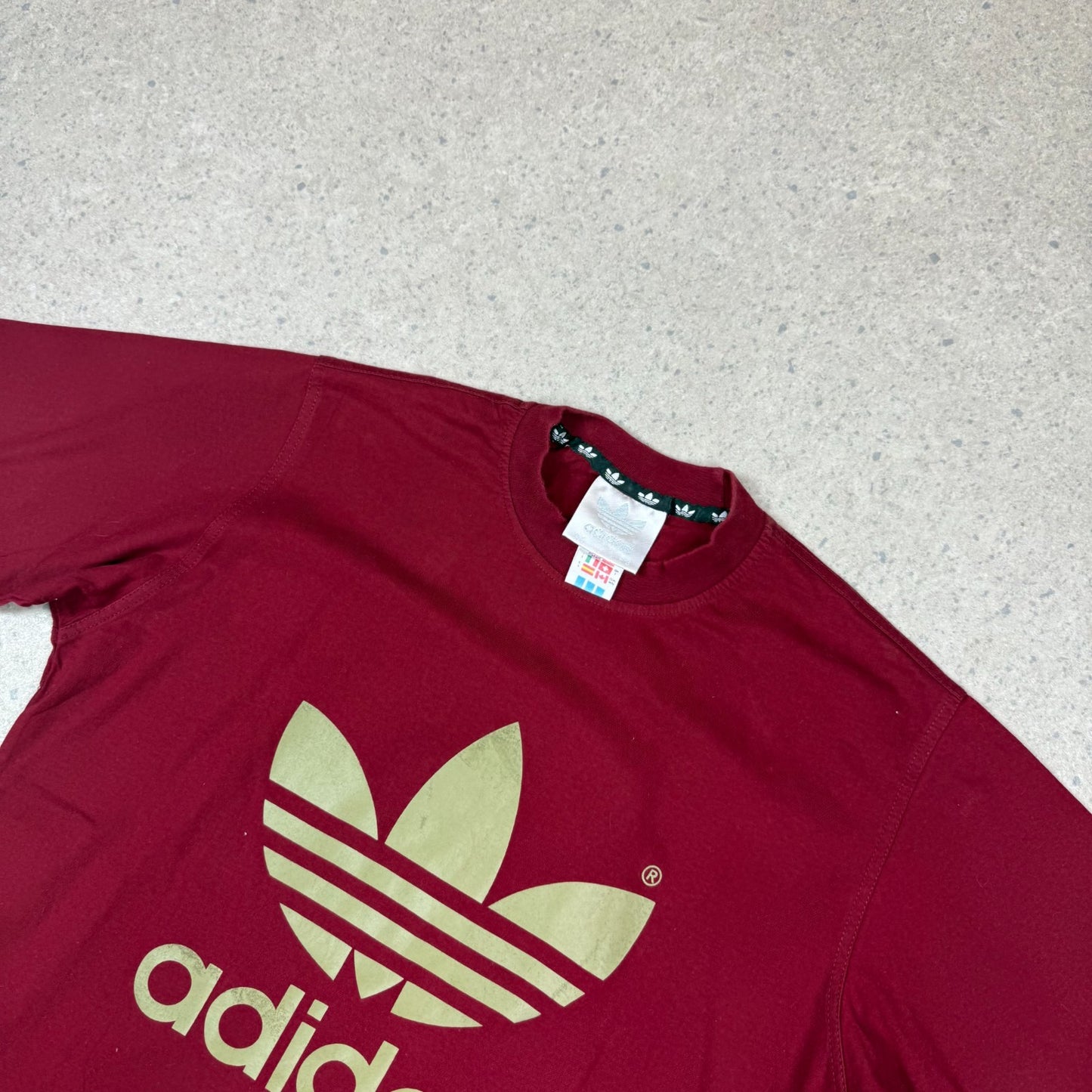 Adidas Burgundy T Shirt Large 90s Short Sleeve