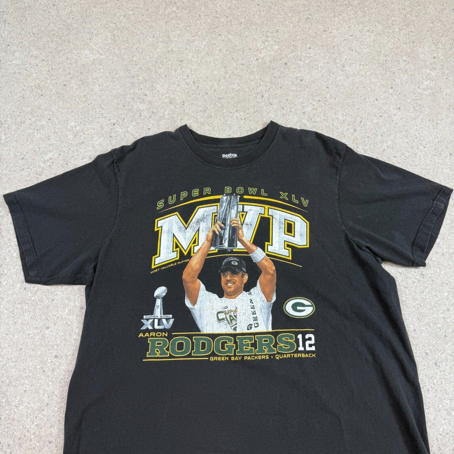 Reebok Green Bay Packers Aaron Rodger’s 12 T Shirt XL 90s Super Bowl MVP XLV
