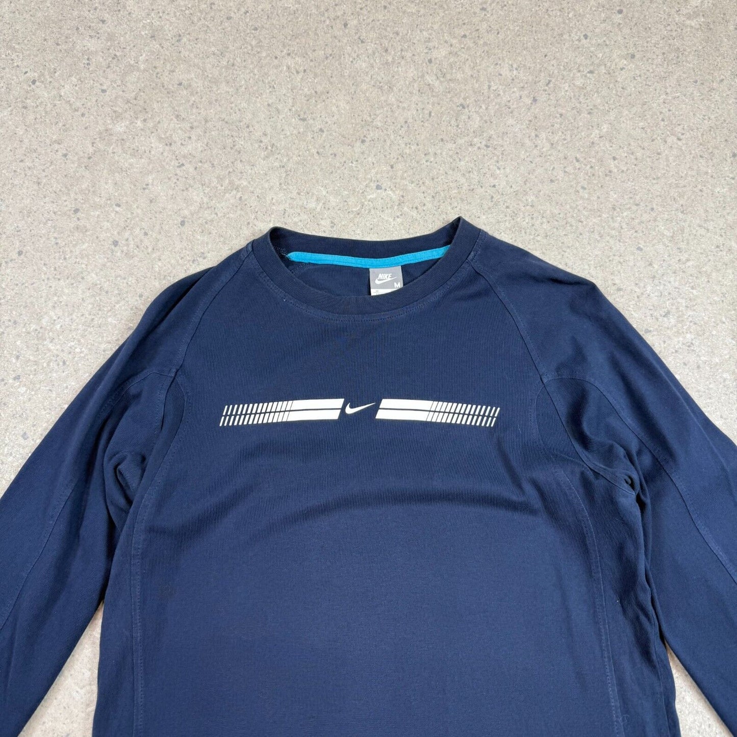 Nike Long Sleeve Medium Navy Colourway Centre Swoosh Logo Y2K Silver Tag