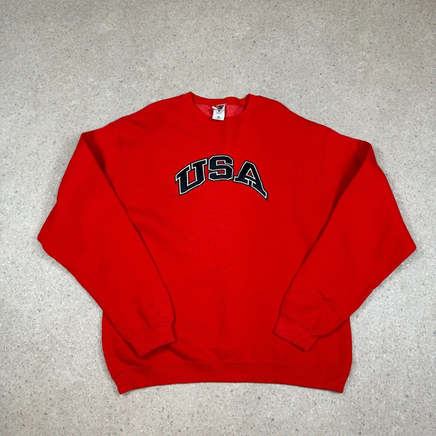 Vintage USA Sweatshirt XL Red Fully Embroidered Fruit of the Loom 90s USA