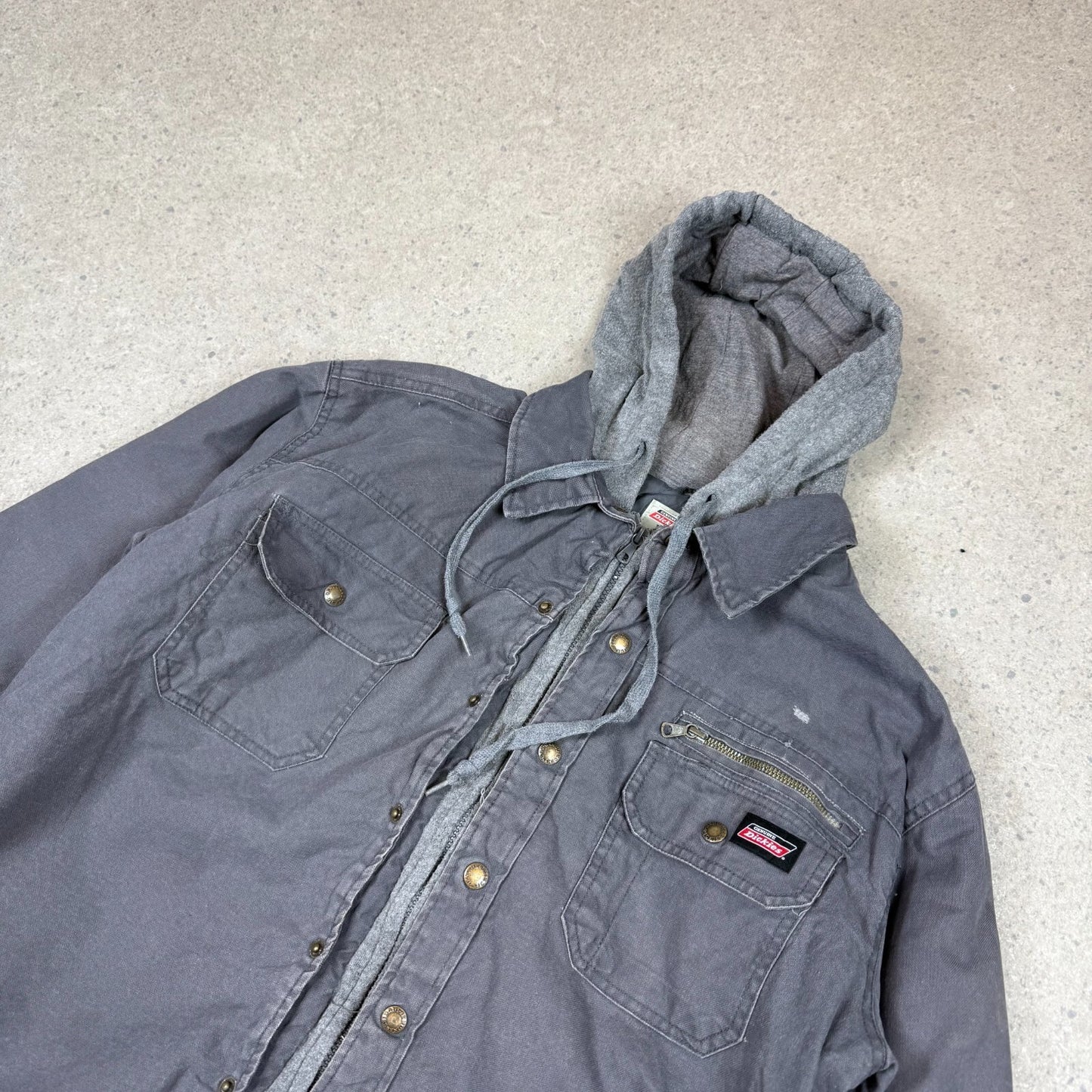 Dickies Hooded Shacket Large Grey Colourway Embroidered Logo Workwear