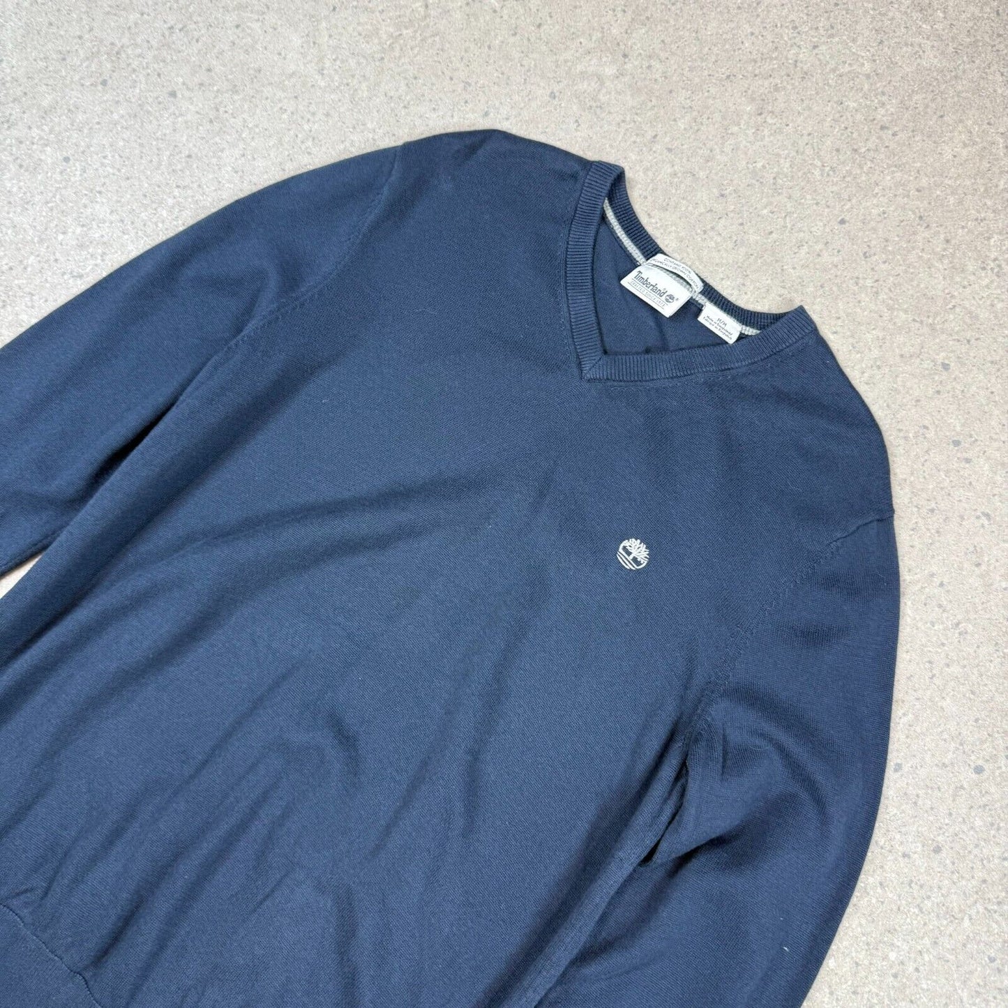 Timberland V Neck Sweater Medium Navy Slim Fit