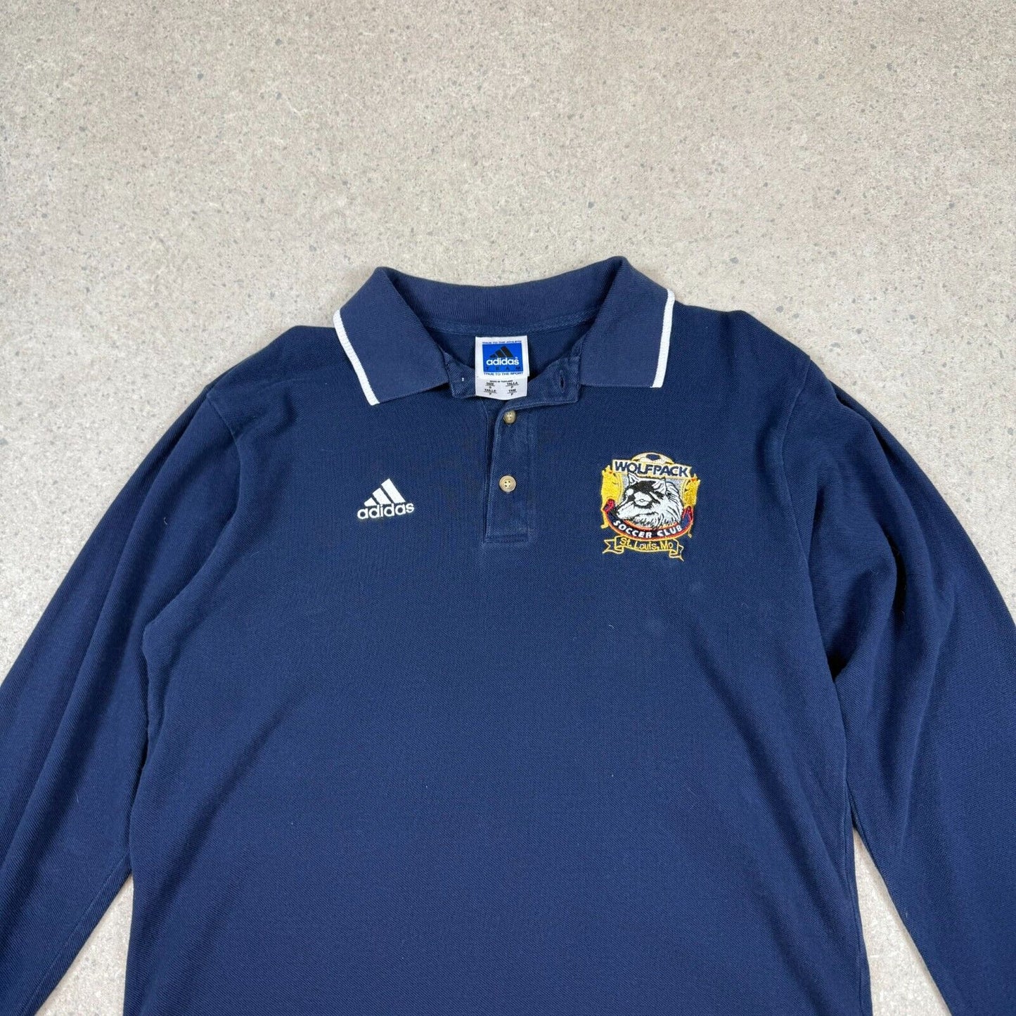 Adidas Wolfpack Soccer Long Sleeve Polo Medium Navy