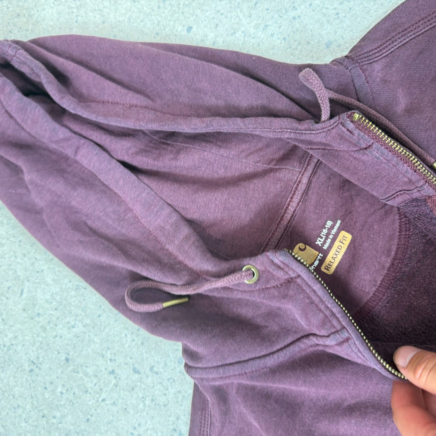 Carhartt 1/4 Zip Hoodie XL Women’s Burgundy Colourway Embroidered Logo Hooded