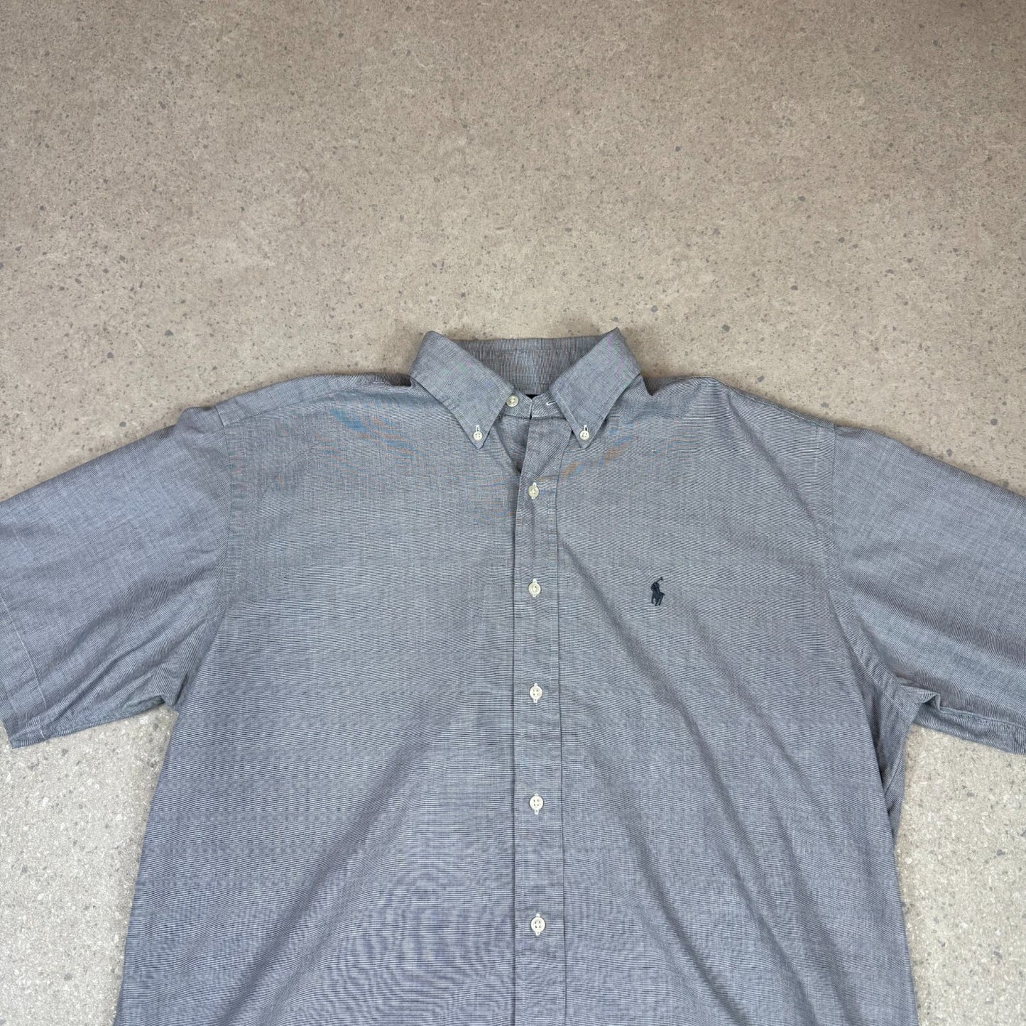 Ralph Lauren Short Sleeve Shirt Large Grey Embroidered Logo Long Sleeve