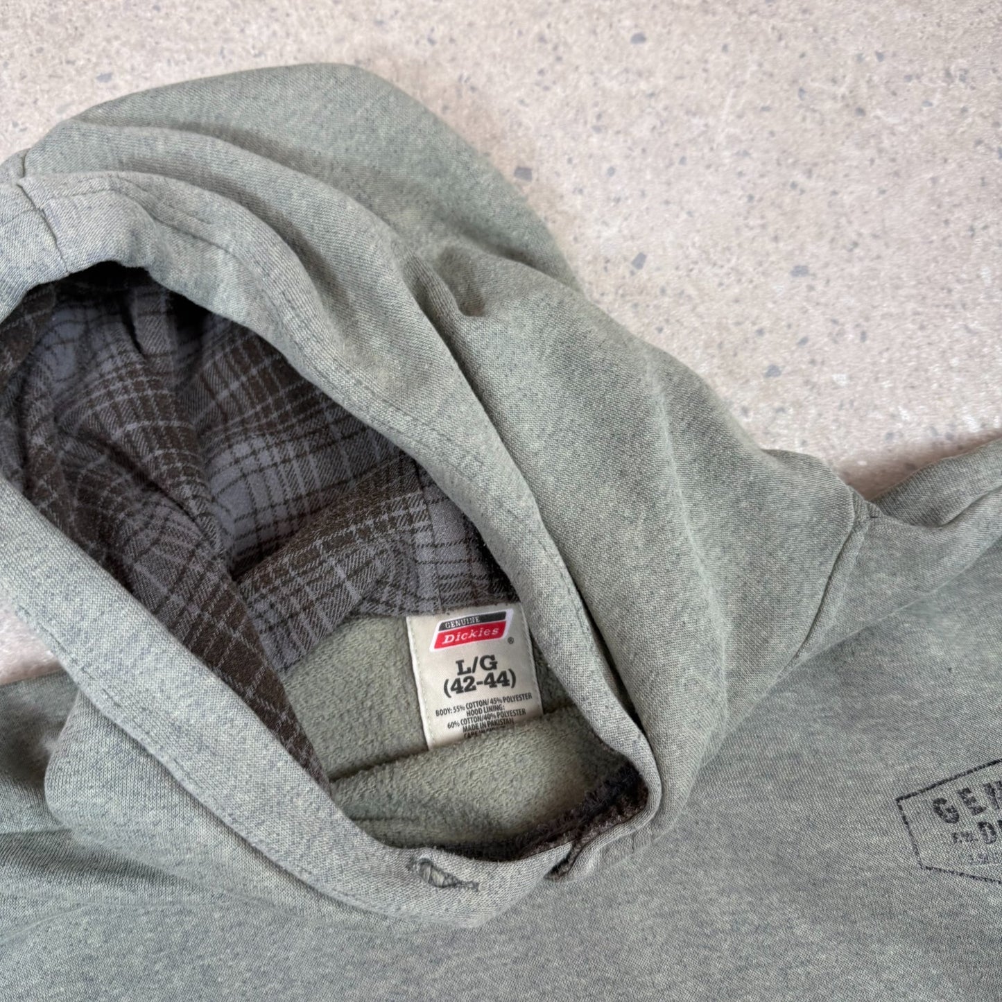 Dickies Hoodie Large Sea-foam Green Flannel Boxy Fit Vintage