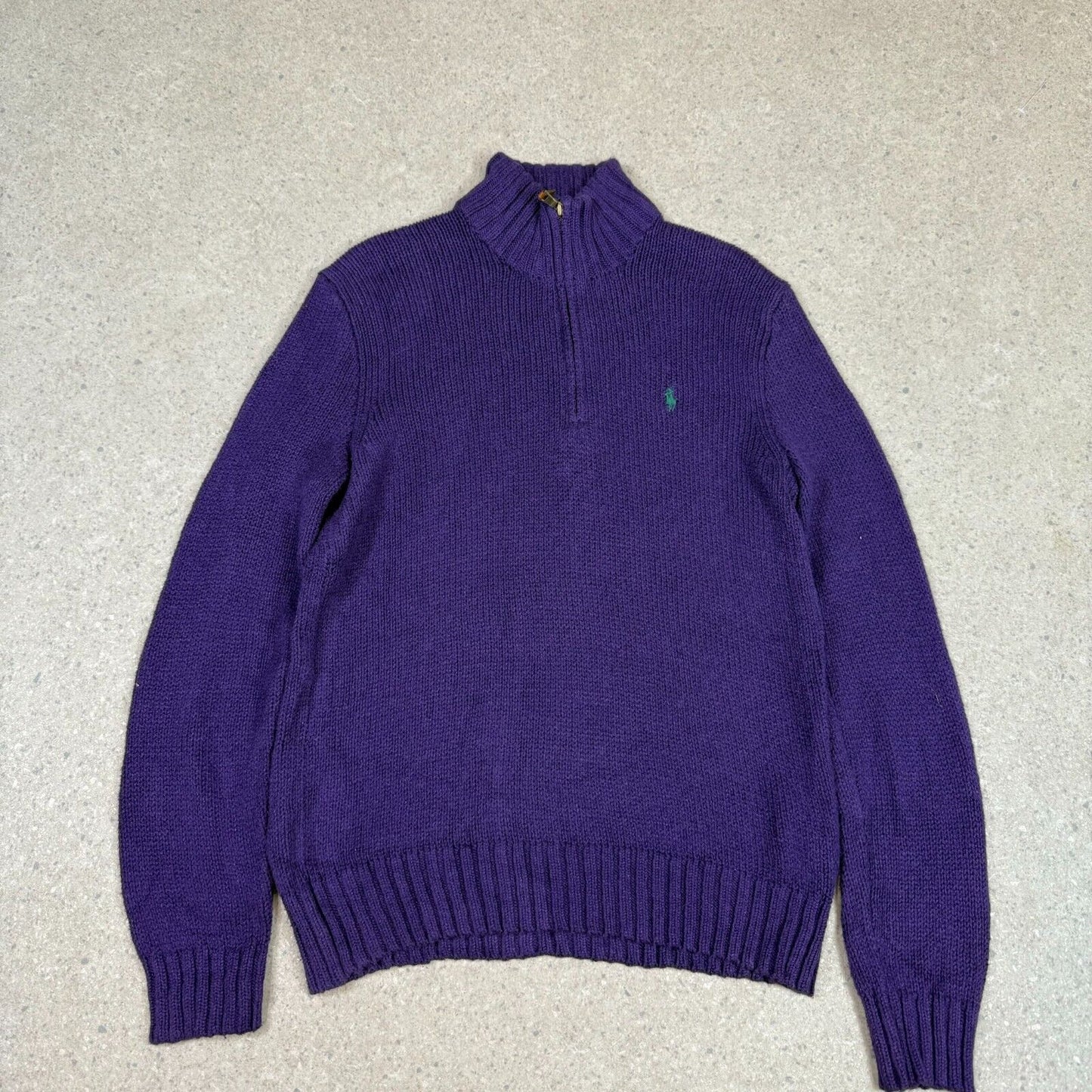 Ralph Lauren 1/4 Zip Jumper S/M Purple Chunky Knit