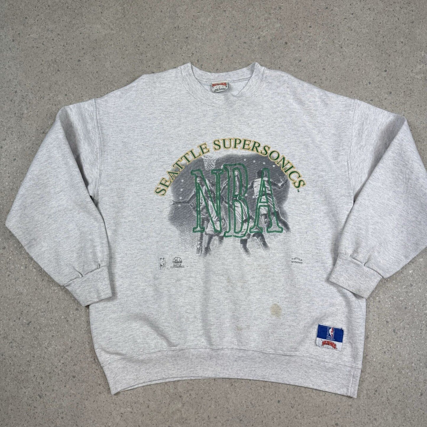 Vintage 90s Seattle Supersonics NBA Sweater Large Gray