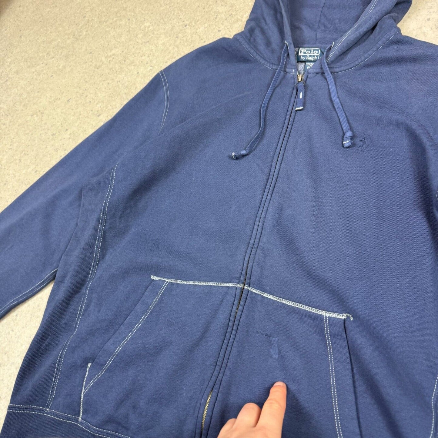 Ralph Lauren Hoodie Large Navy Colourway Embroidered Logo Zip Up Hooded Pockets