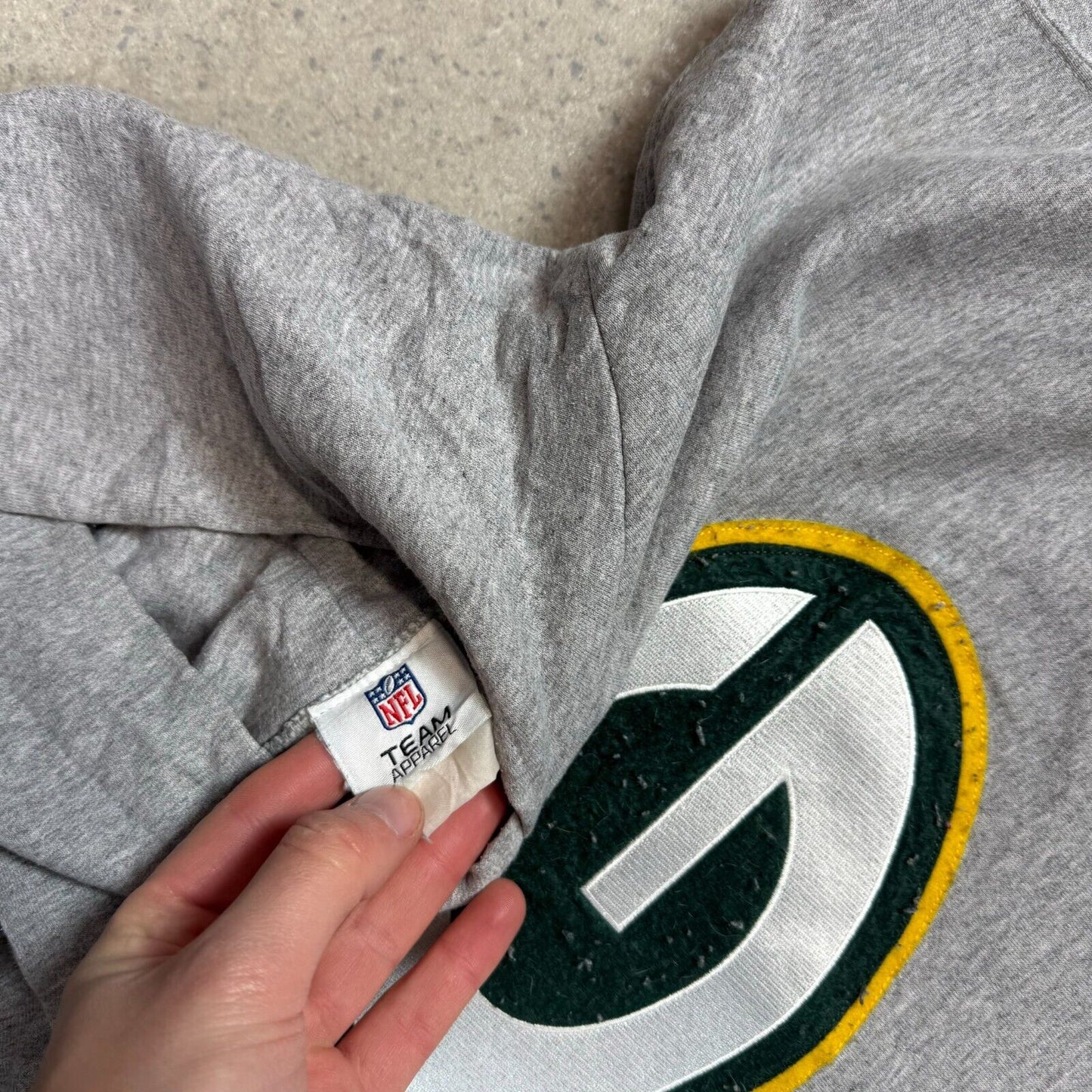 Green Bay Packers Hoodie Large Grey Vintage NFL