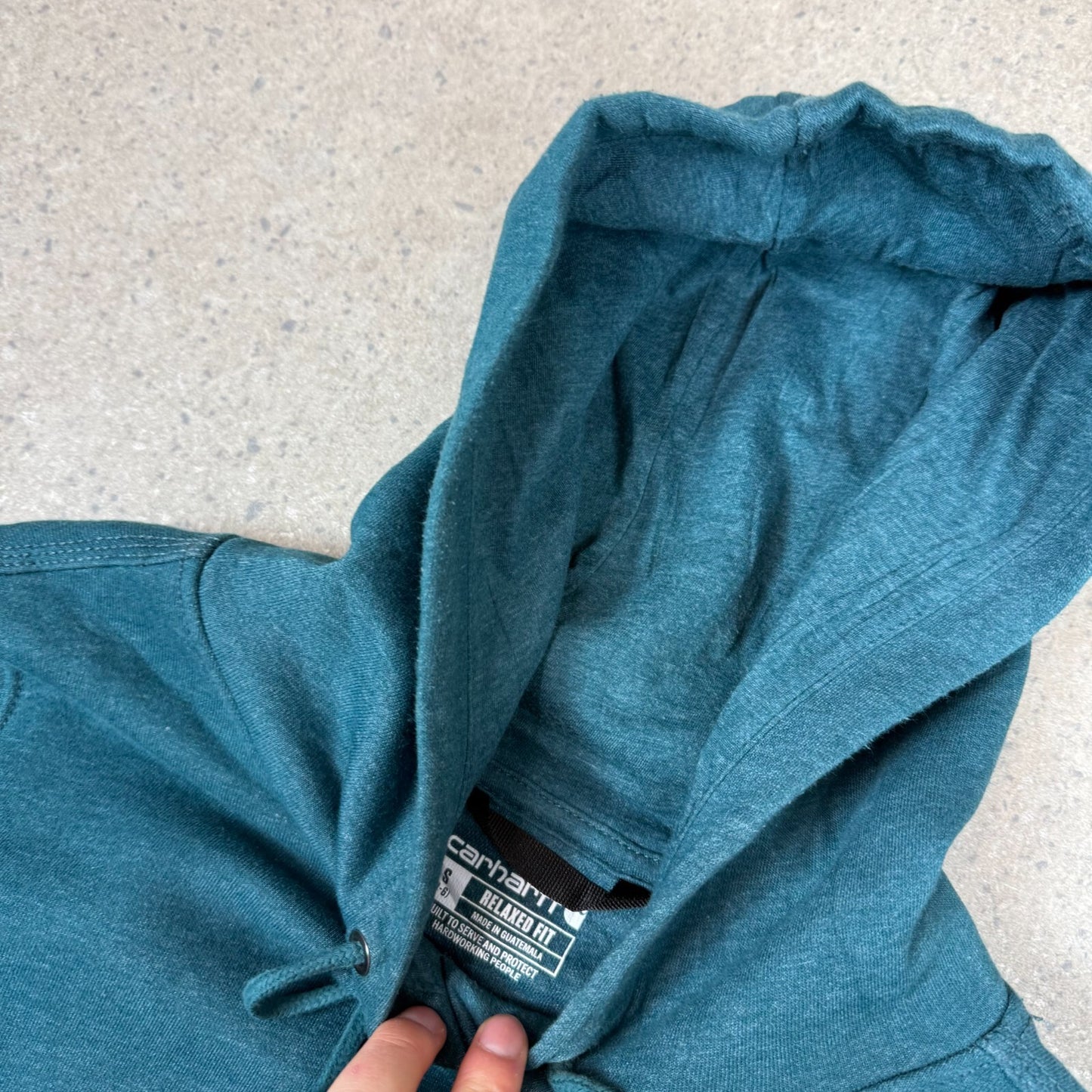 Carhartt Hoodie Small Blue Colourway Spell Out Down Arm Logo
