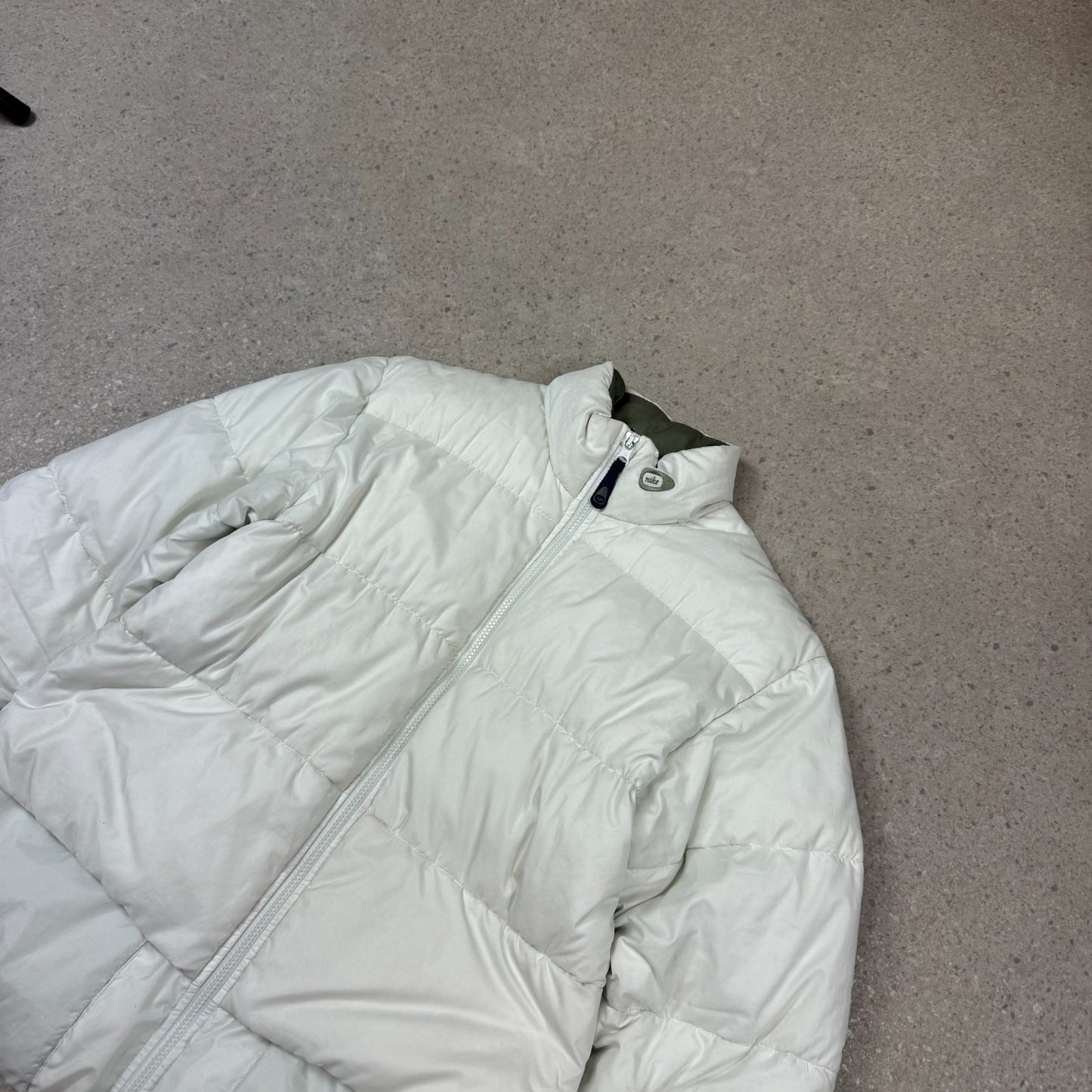 Nike Puffer Jacket Small Cream Y2K Silver Tag