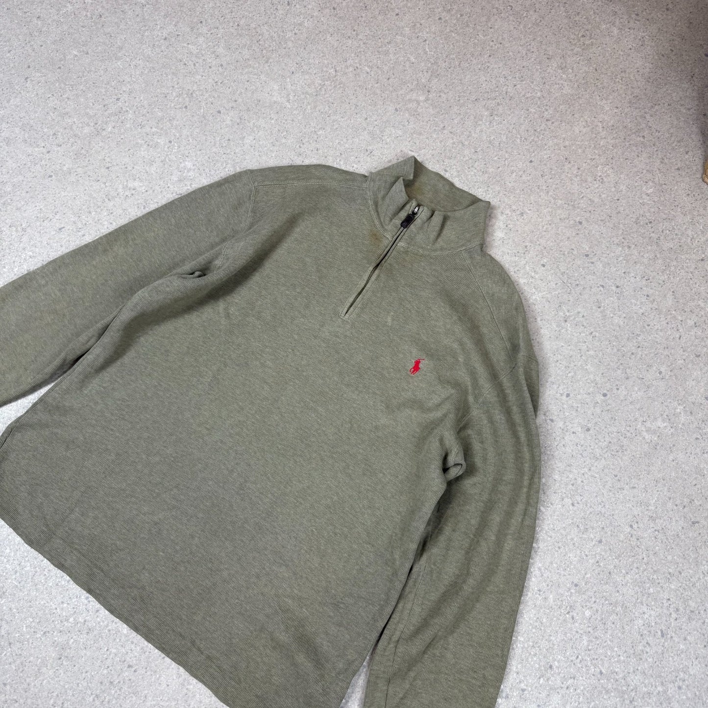 Ralph Lauren 1/4 Zip Large Green Colourway Embroidered Logo Cotton
