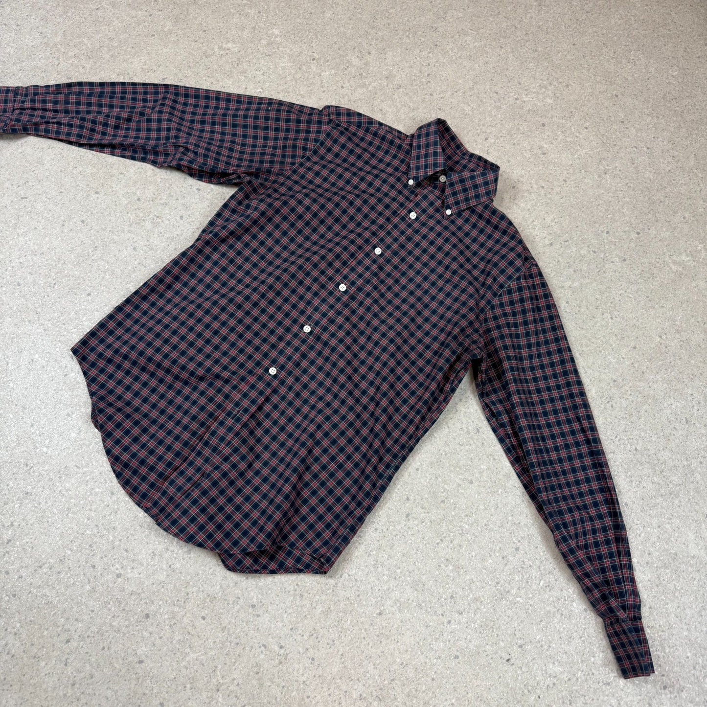 Ralph Lauren Shirt 14.5” Check Long Sleeve Navy Blue Red