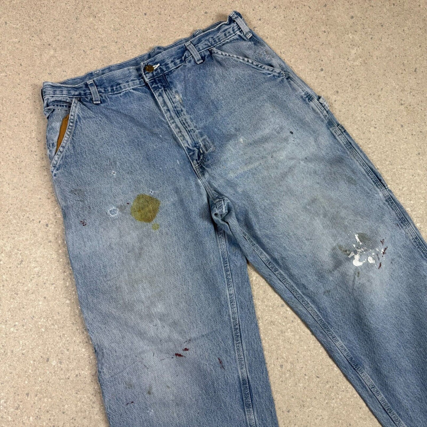 Carhartt Carpenter Jeans 36x30 Light Wash Denim Blue