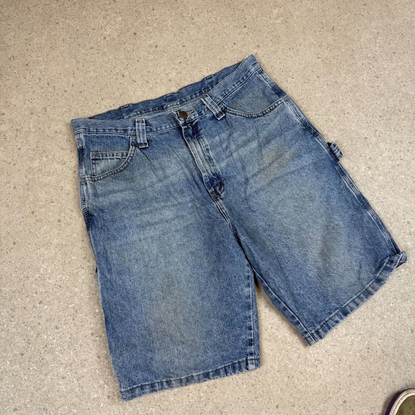 Wranger Carpenter Jorts 34” Blue Baggy Fit