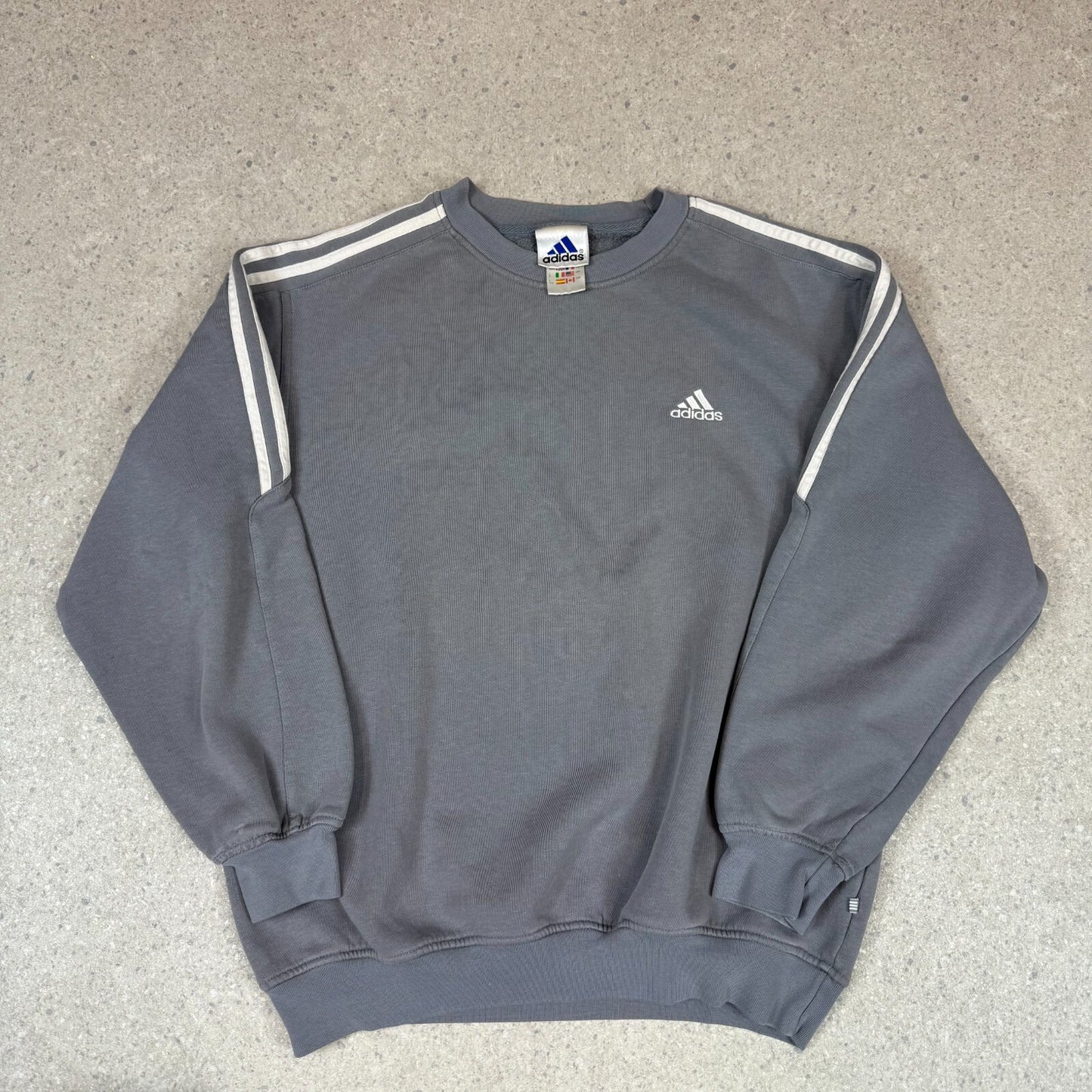 Adidas Sweatshirt Large Grey Colourway 90s Tag Oversized Fit Embroidered Logo