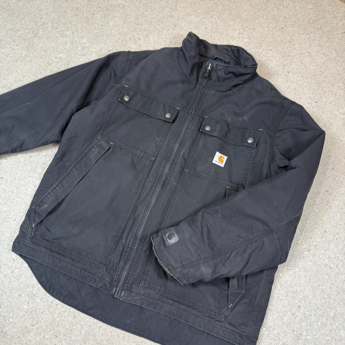 Carhartt Jacket Large Black Colourway Duck Canvas Embroidered Logo
