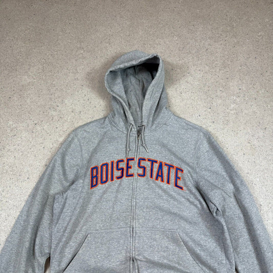 Nike Zip Up Hoodie Medium Grey Boise State Embroidered Logo Y2K Hooded