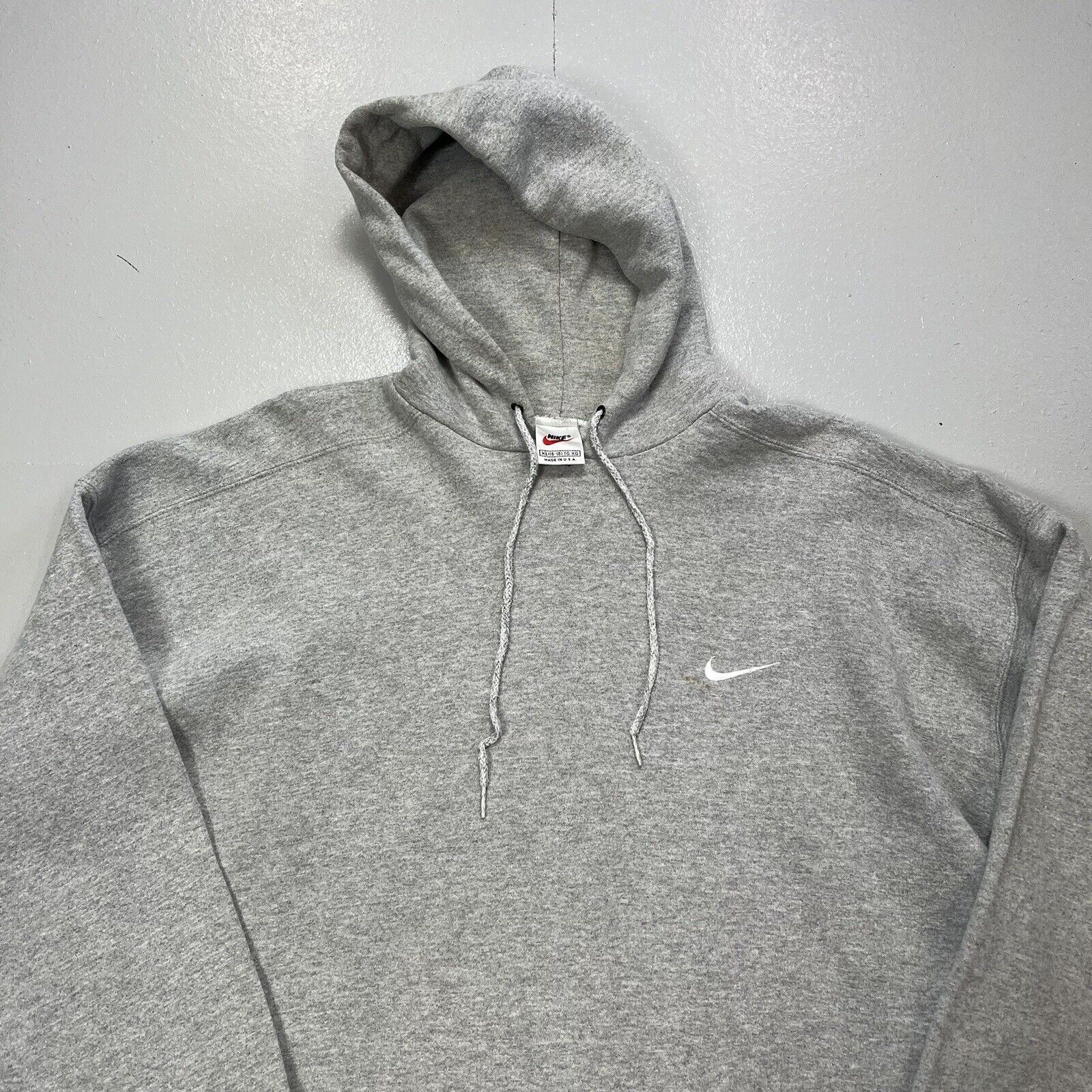 Vintage Nike Hoodie Jacket Adult Large Gray Swoosh top White Tag Made in USA 90s