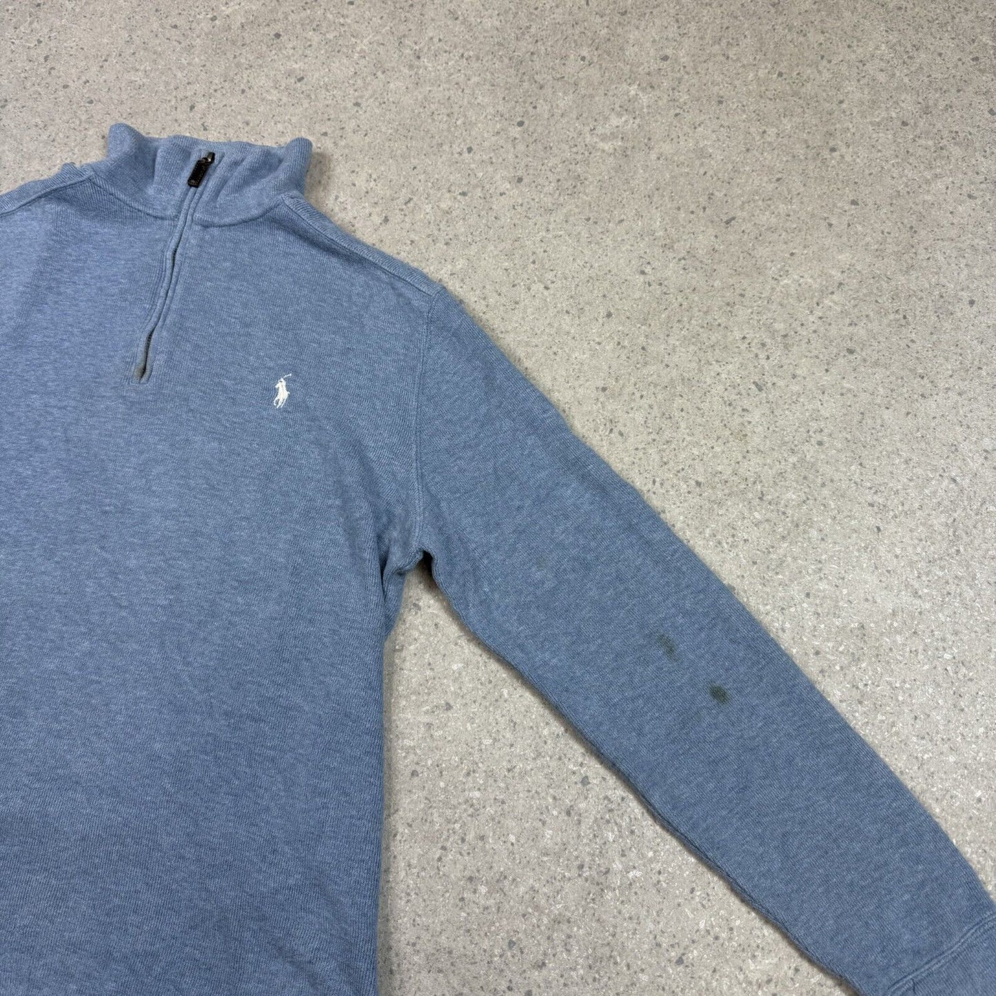 Polo Ralph Lauren 1/4 Zip Jumper Blue Medium White Horse