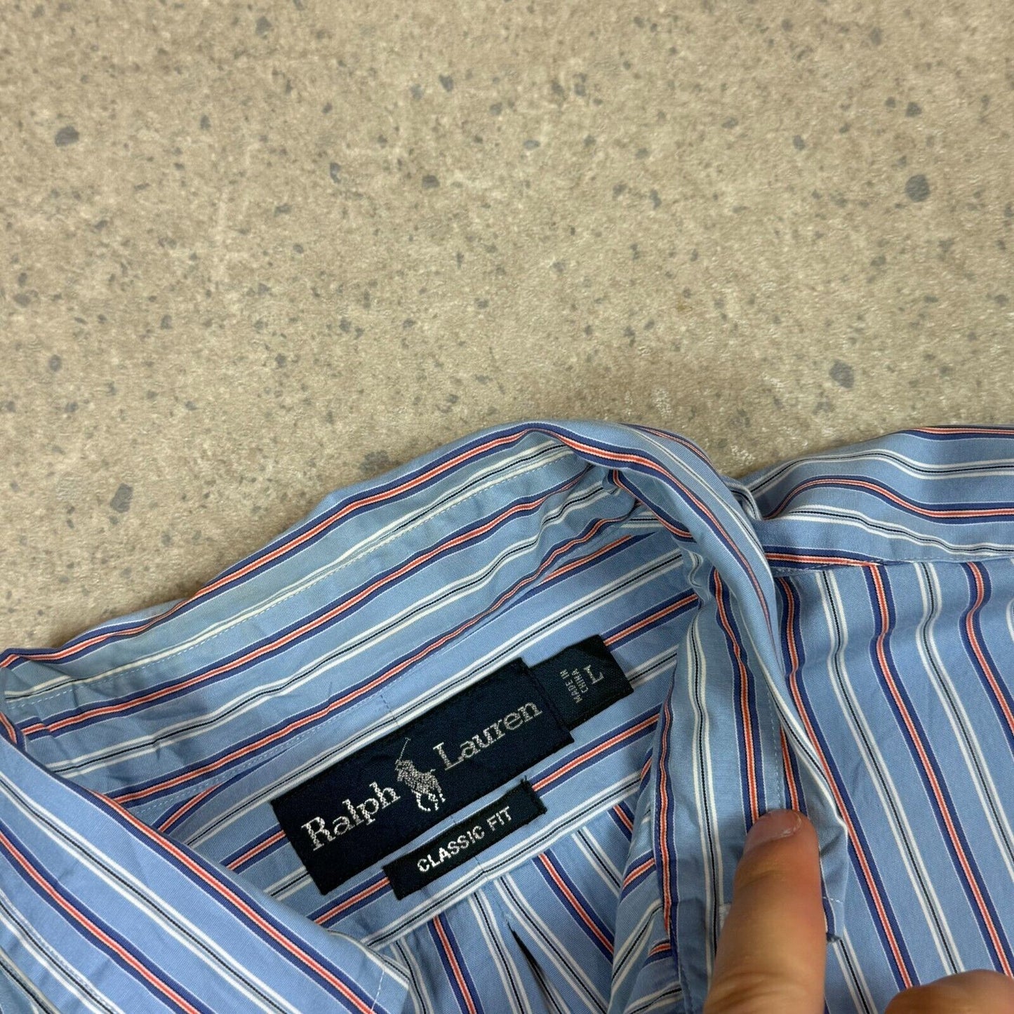 Ralph Lauren Shirt Striped Large Blue Colourway Embroidered Logo Button Down