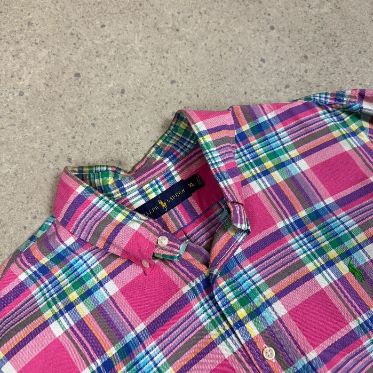 Ralph Lauren Check Shirt XL Pink Colourway Embroidered Logo Button Down