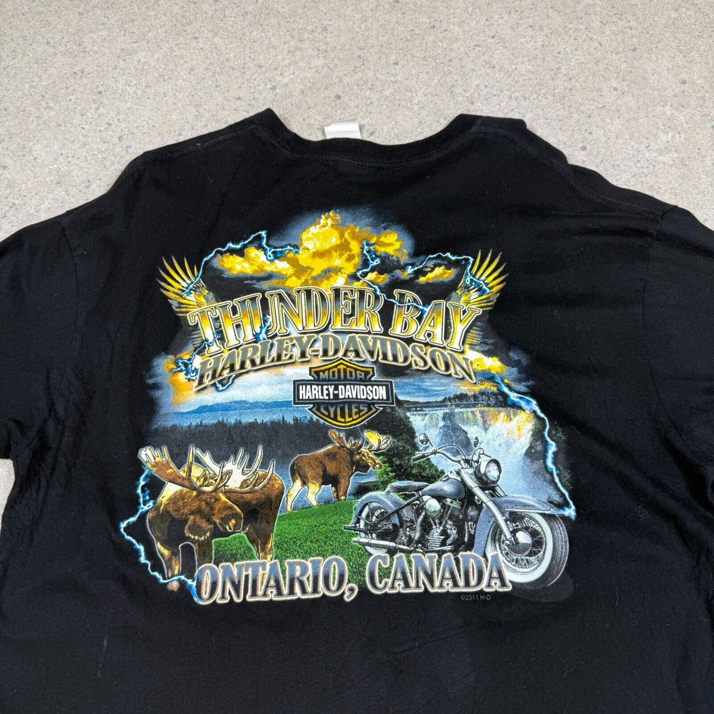 Harley Davidson T Shirt XL Black Ontario Canada Thunder Bay Graphic Short Sleeve