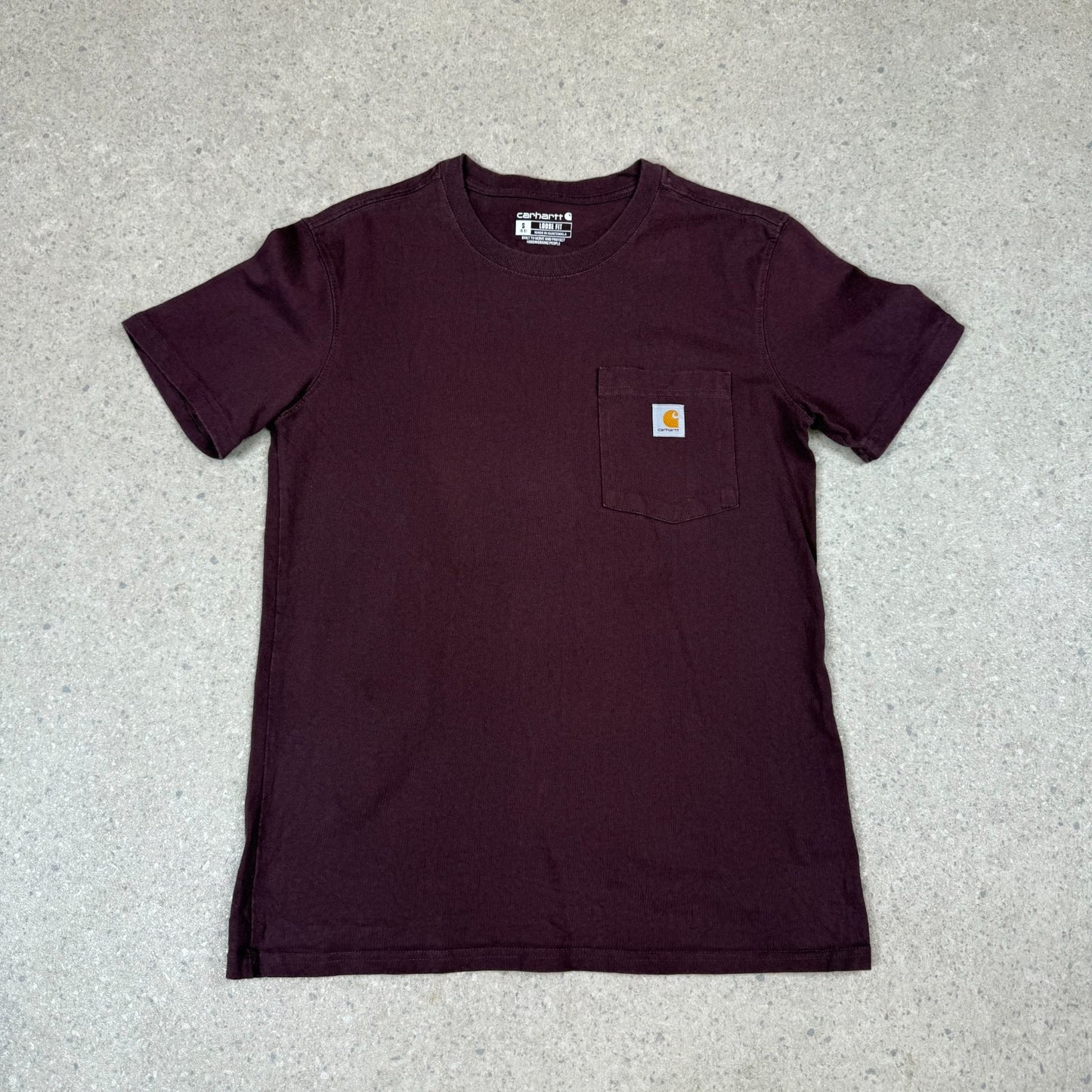 Carhartt T Shirt Small Burgundy Colourway Embroidered Logo Heavyweight