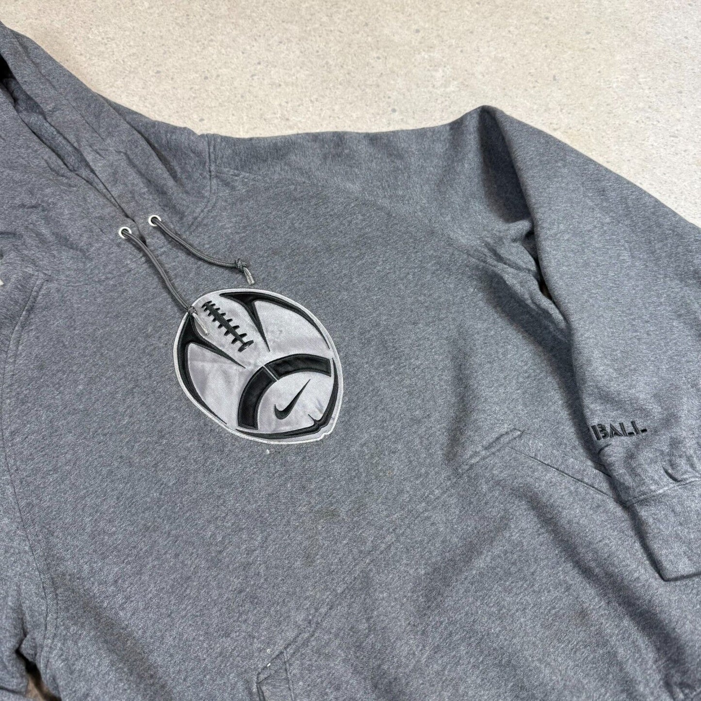 Nike Hoodie Large Charcoal Grey American Football Y2K