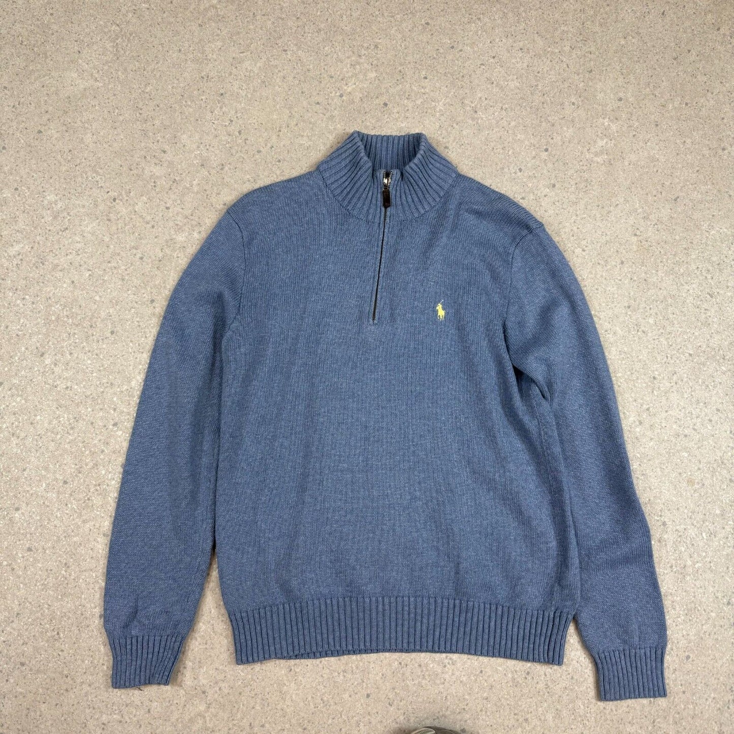 Ralph Lauren 1/4 Zip Jumper Small Blue Knit