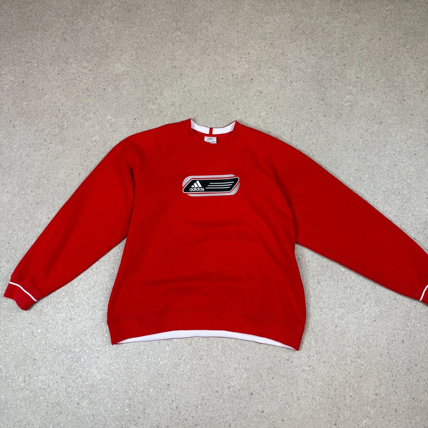 Adidas Sweatshirt Large Red Colourway Big Embroidered Logo Y2K
