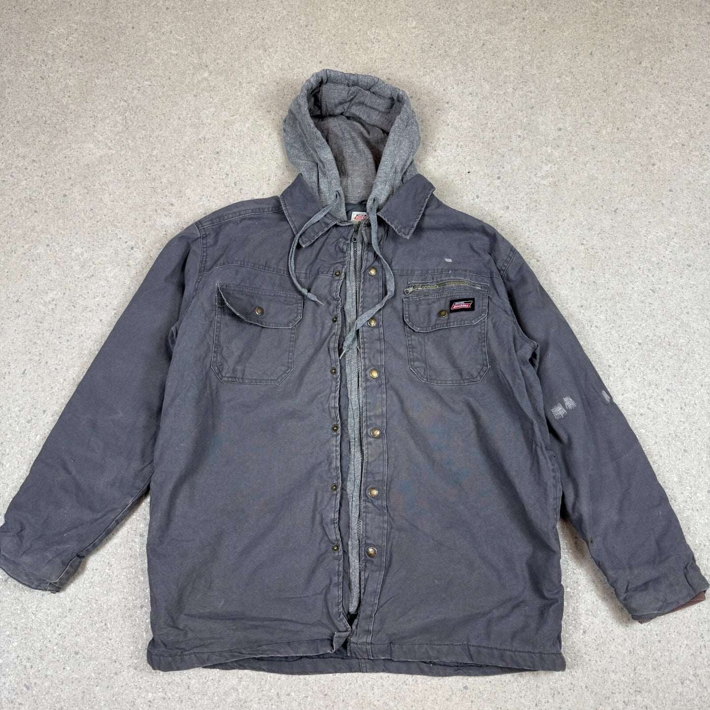 Dickies Hooded Shacket Large Grey Colourway Embroidered Logo Workwear