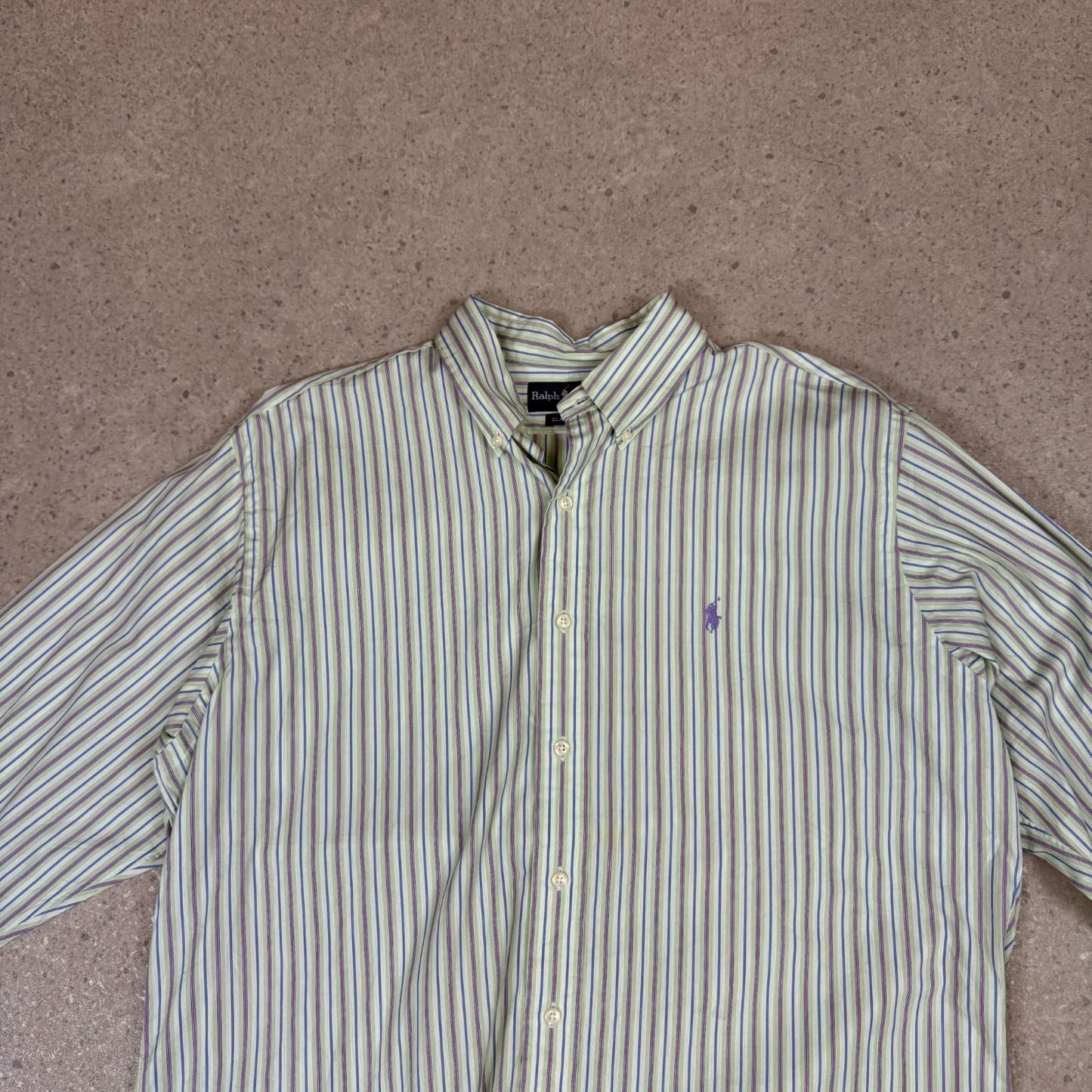Ralph Lauren Striped Shirt Large Multicoloured Green Embroidered Logo