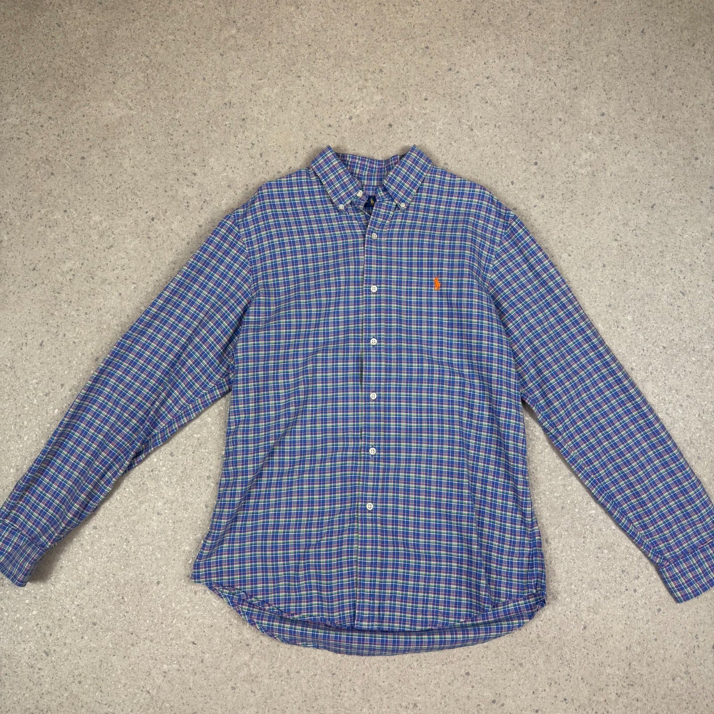 Ralph Lauren Shirt Medium Check Navy Orange Colourway