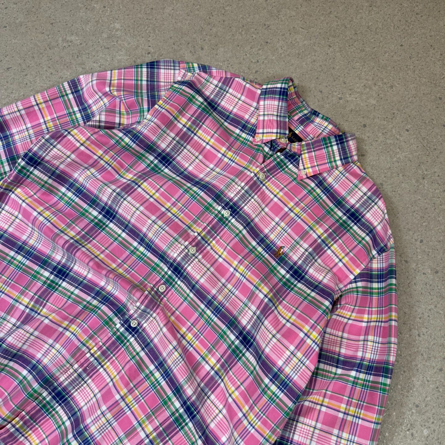 Ralph Lauren Shirt XL Check Embroidered Logo Pink Colourway
