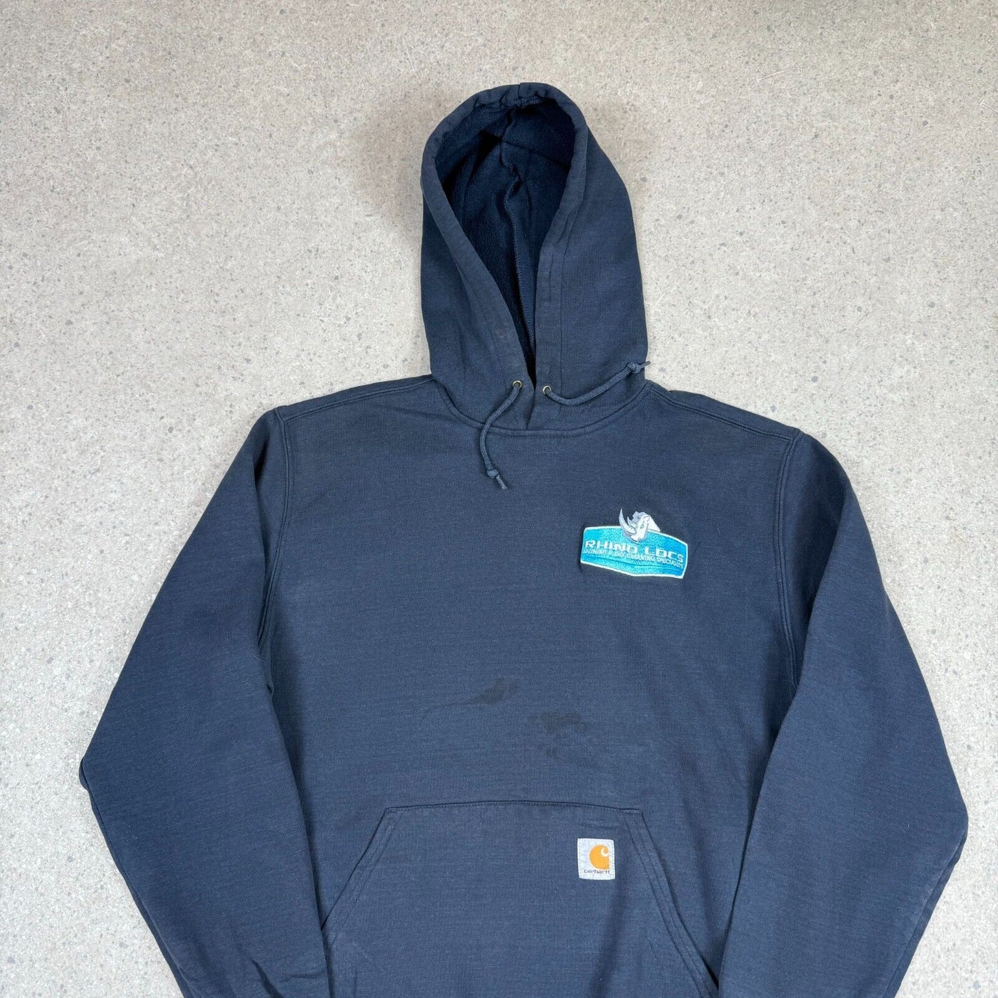 Carhartt Hoodie Navy Medium Rhino Logo Relaxed Fit